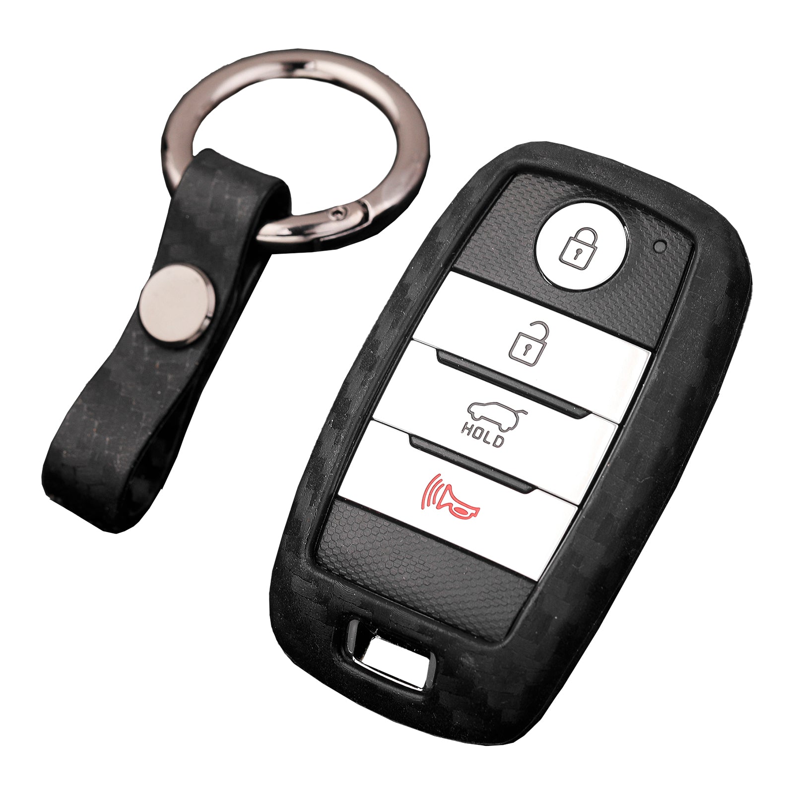 Leather Silicone Car Key Case Cover With Buckle For Kia