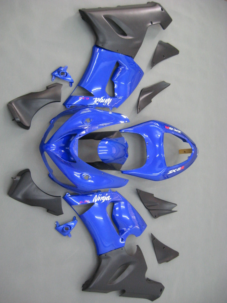 2005-2006 Kawasaki ZX6R 636 Amotopart Fairings Blue Black Ninja Racing Customs Fairing
