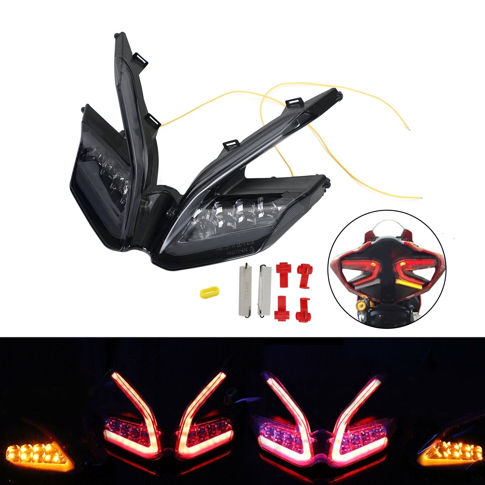 LED Integrated Tail Light Turn Signals For Ducati 959 899 1299 1199 Panigale Black