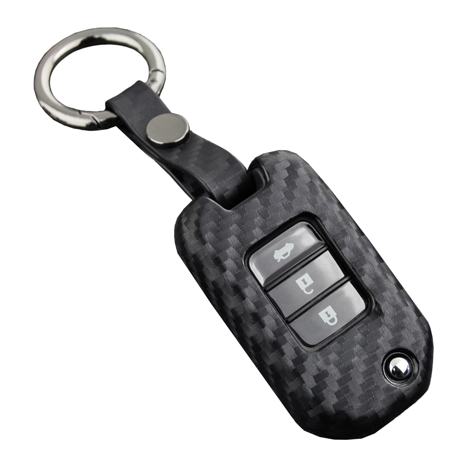 Leather Silicone Car Key Case Cover With Buckle For Honda Accord