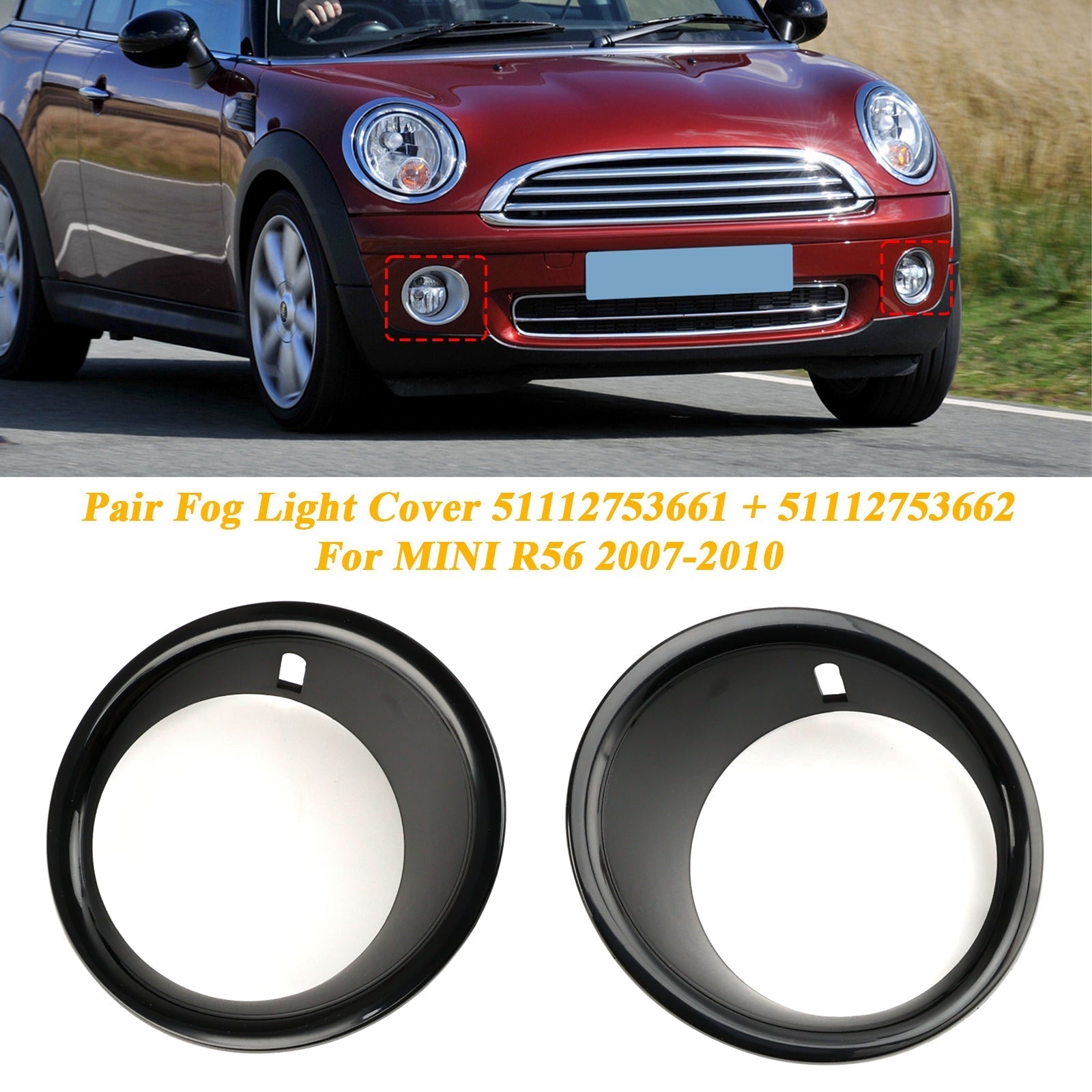 2007-2010 Mini Cooper R55 R56 R57 Front Bumper Fog Light Lamp Cover Bezel 51112753661
