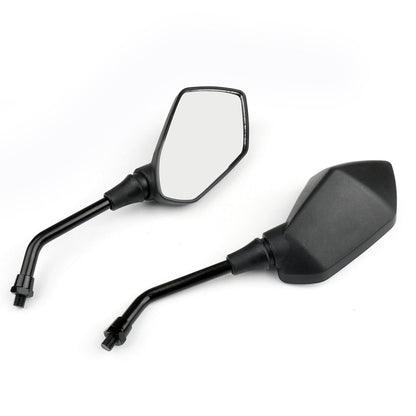 Motorcycle 10mm Black Rear View Side Mirrors For Honda Suzuki Kawasaki Generic