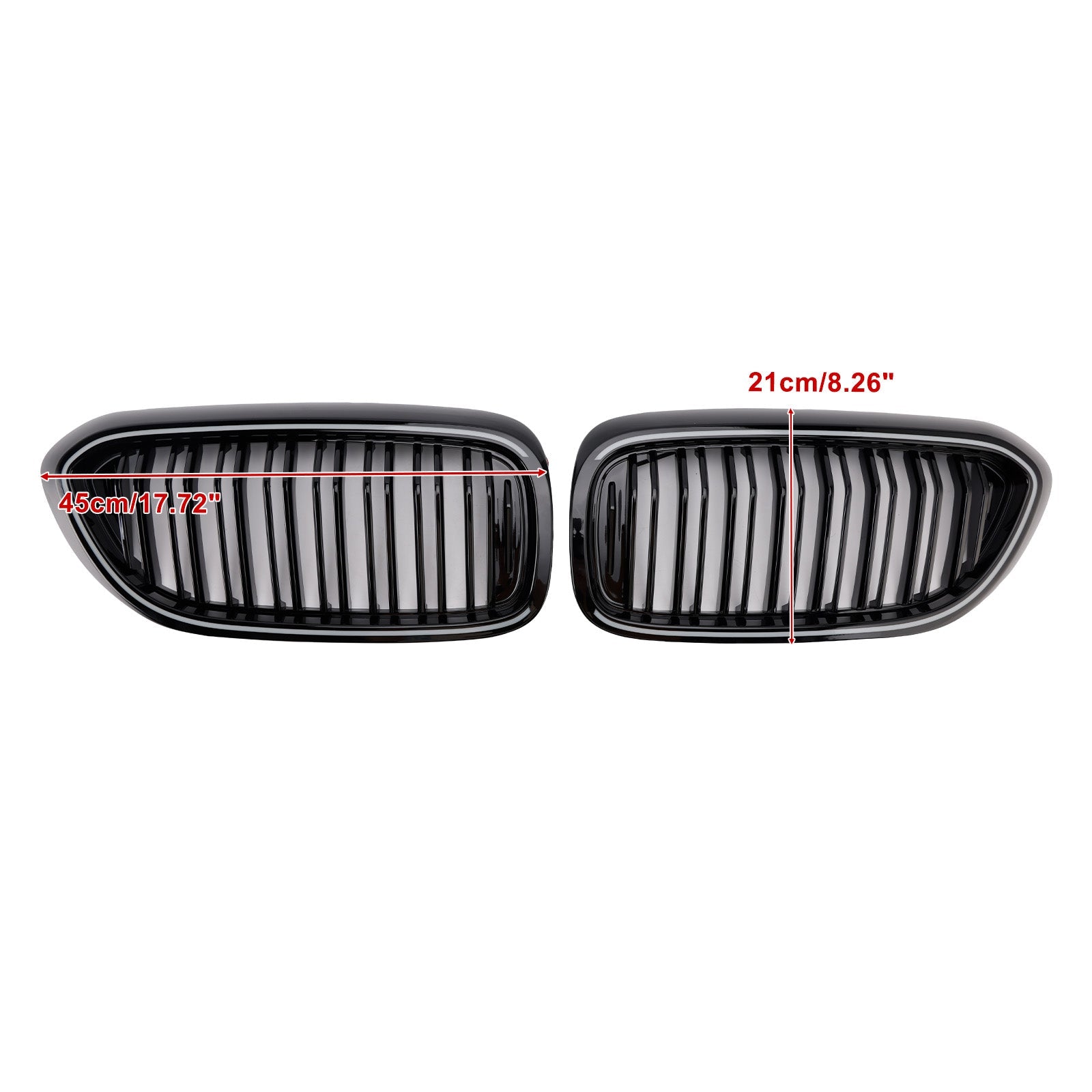 Gloss Black Double Slat Front Kidney Grille Fit BMW 5 Series G30 G31 2017-2020