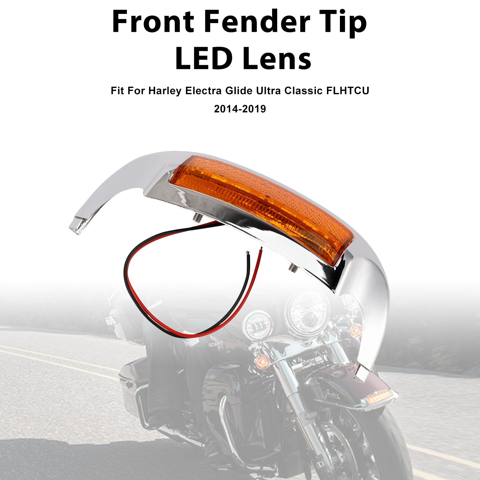 Front Fender Tip LED Lens Fit For Electra Glide Ultra Limited Low 2014-2023