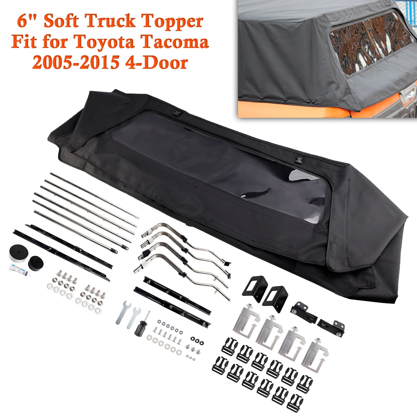 2005-2015 Toyota Tacoma 4-Door 6" Soft Truck Topper