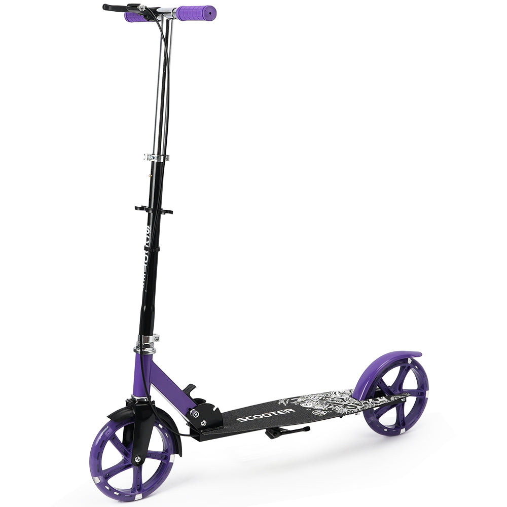 Foldable Commuter Kick Scooter For Adults and Teens With 8" Large solid pu luminous tire Dual Safety Brakes Anti-Slip Deck Commute Kick Scooter