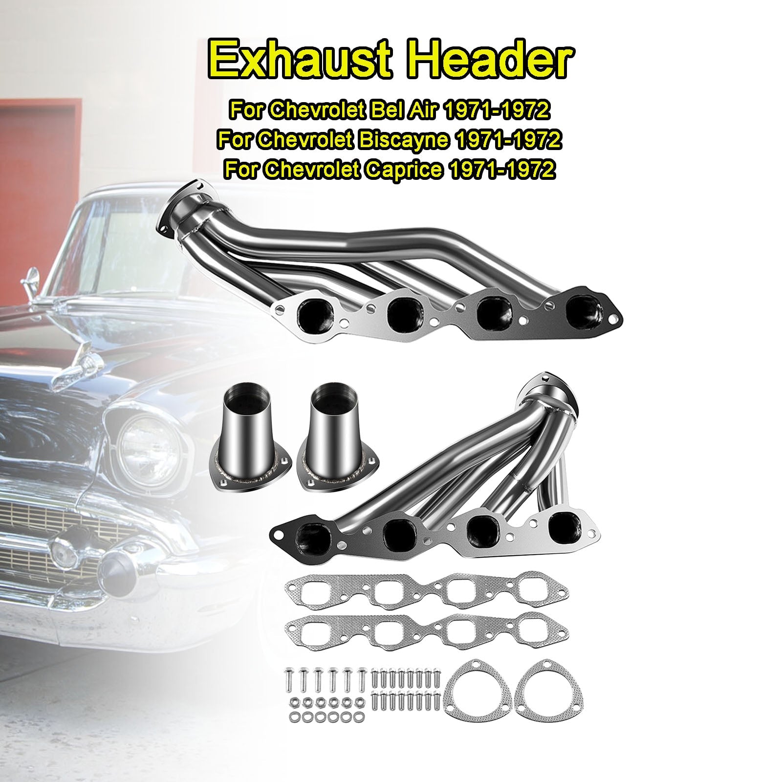 Exhaust Manifold Shorty Header Fit Chevy Bel Air 1971-1972 Fit Biscayne 6.6L