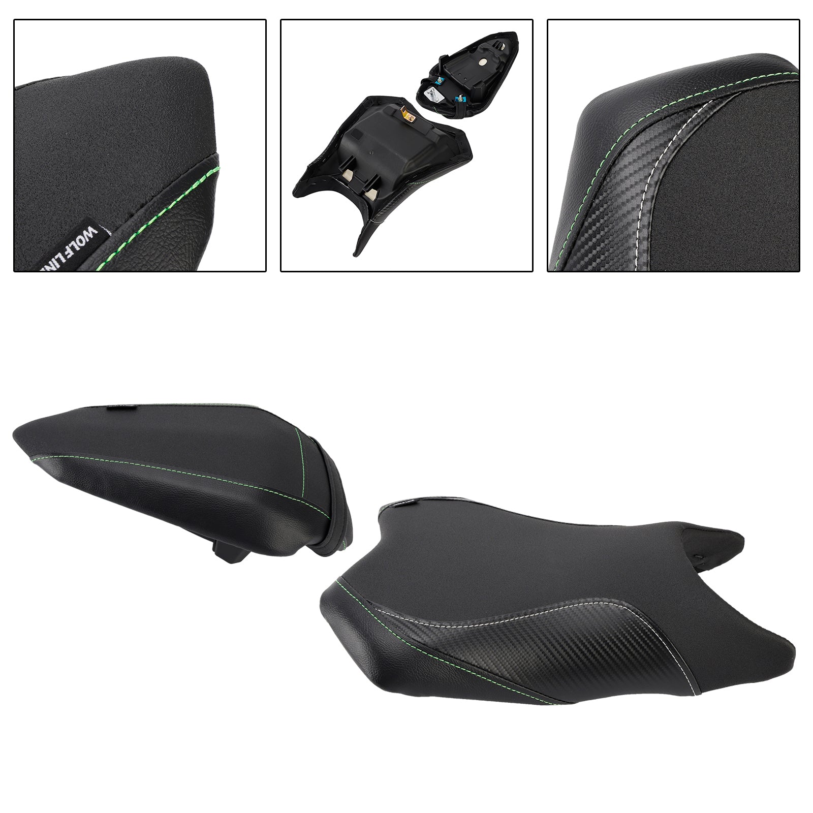 2024-2025 For Kawasaki Ninja 500 Z500 Front&Rear Raider Passenger Cushion Kit Black1