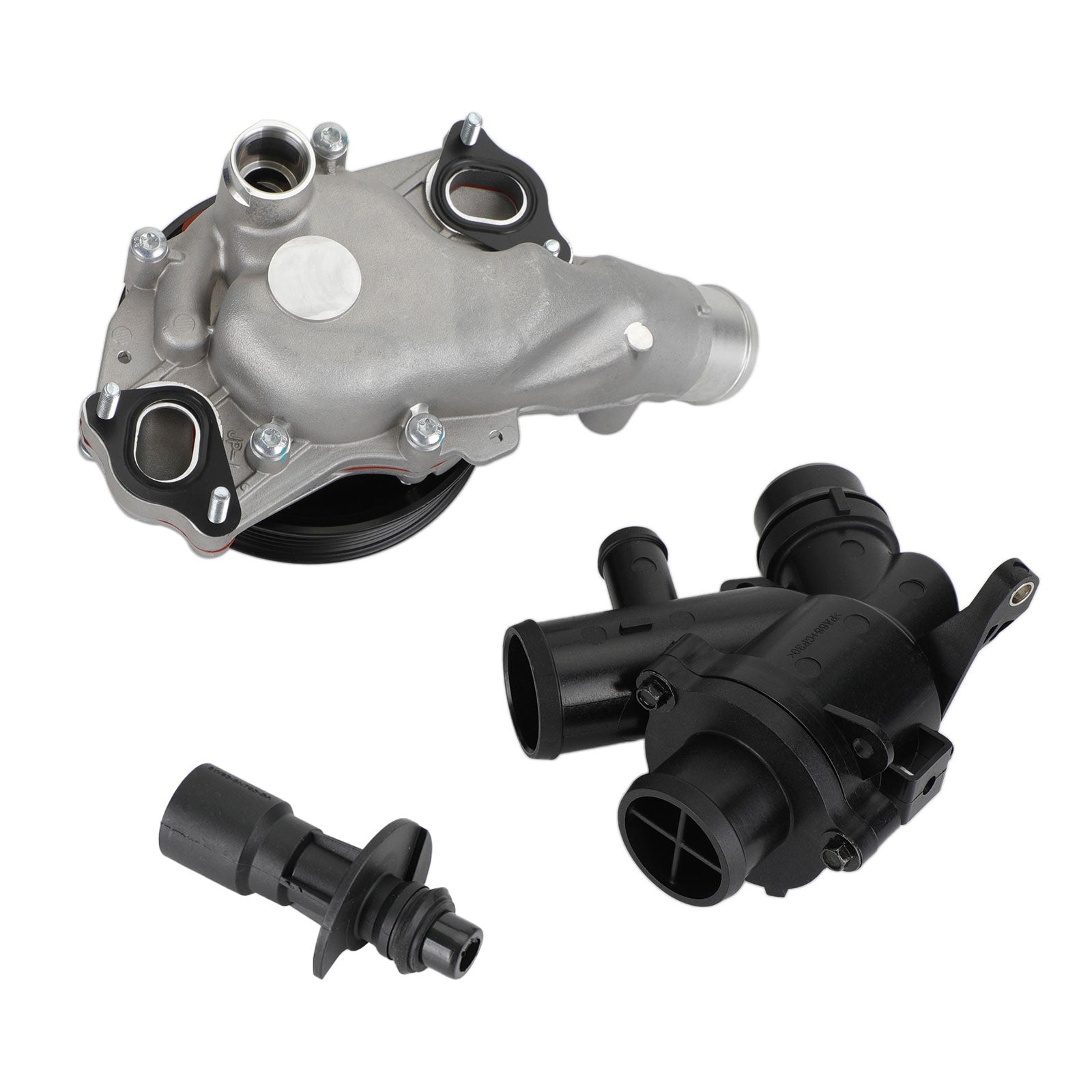 2010-2014 Jaguar XF 5.0L V8 XFR XFR-S Water Pump w/ Bolts Gaskets Connector + Thermostat Kit