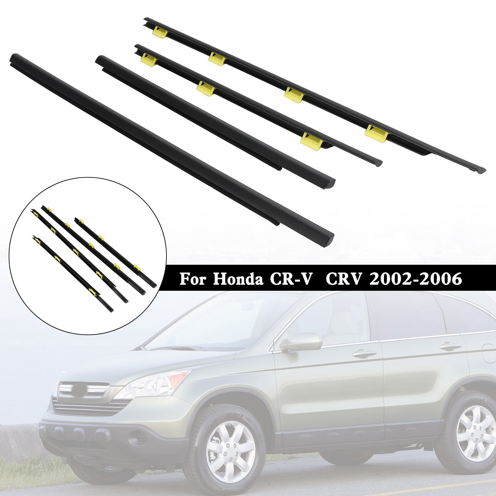 4PCS 2002-2006 Honda CR-V CRV Weatherstrip Window Seal Belt 72410-SCA-E01