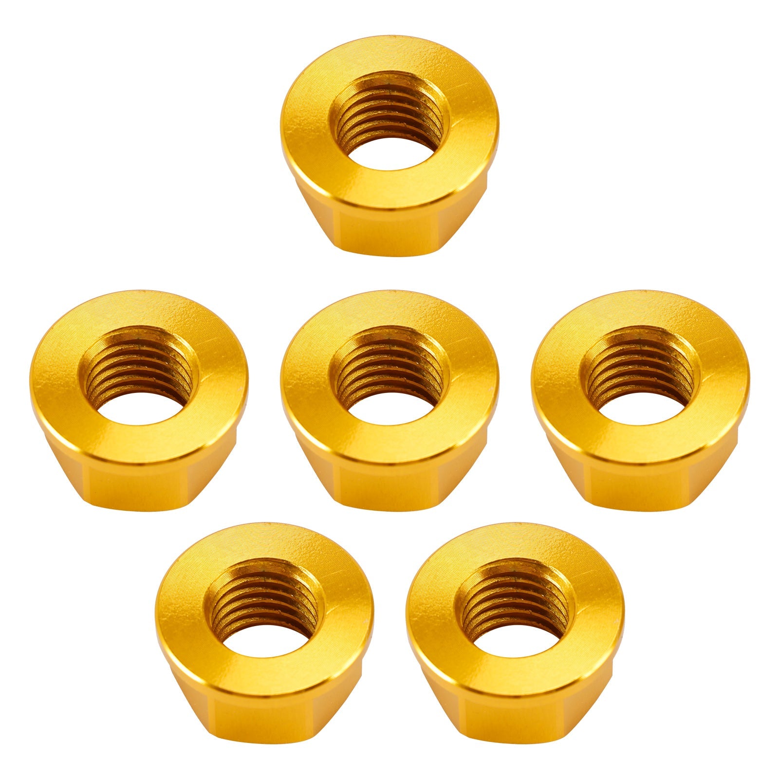 6 Pack Aluminum Rear Sprocket Flange Nuts M10X1.5mm Gold For Motorcycle Bike