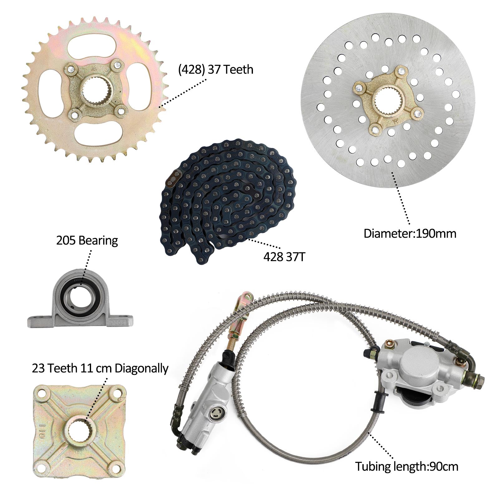 32" ATV Quad Go Kart Rear Live Axle Kit Sprocket Brake Wheel Hub Brake Assembly