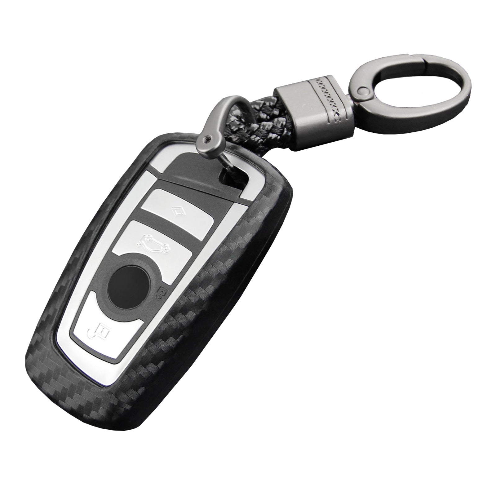 Leather Silicone Car Key Case Cover With Buckle For BMW Square