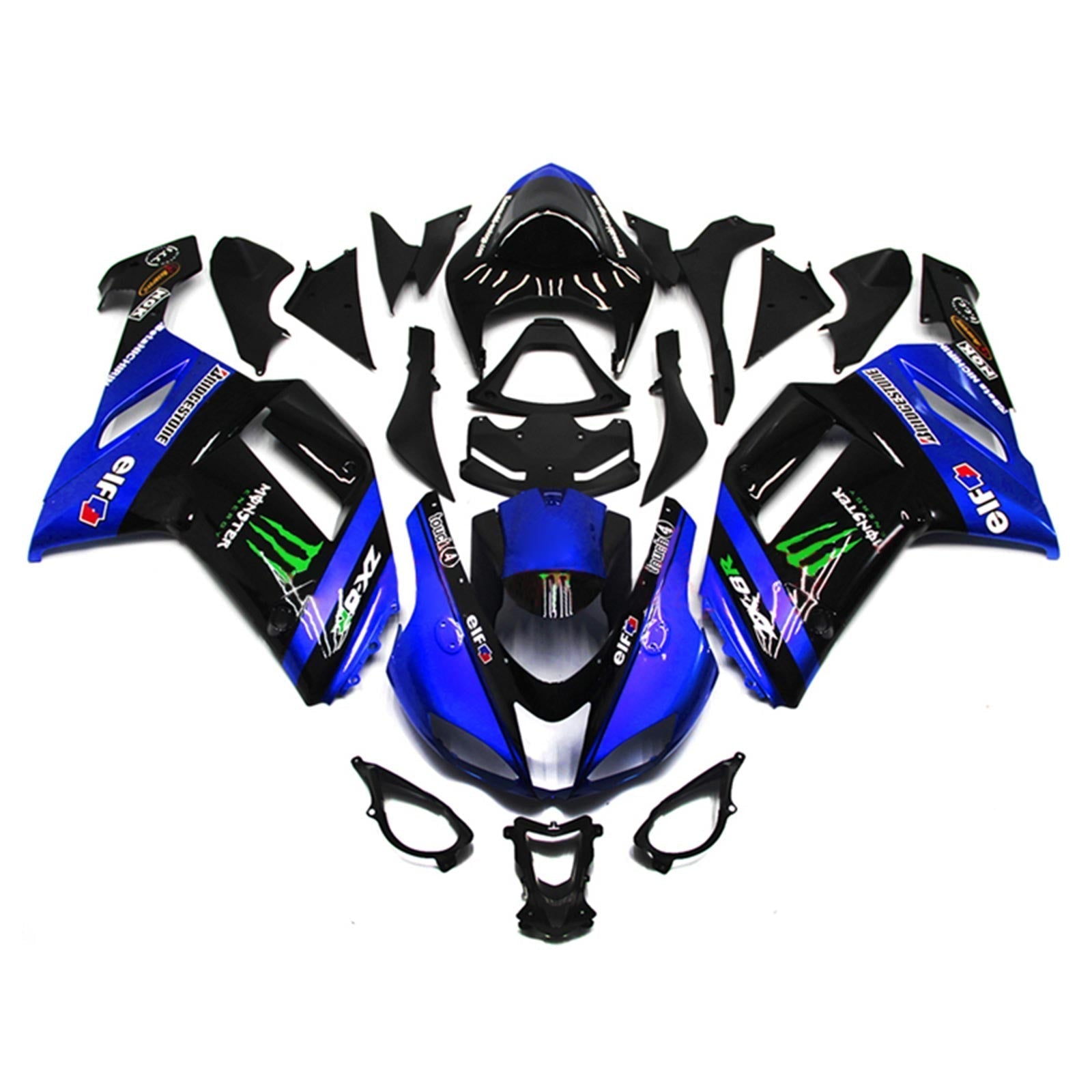 2007-2008 Kawasaki ZX6R 636 Fairing Kit Bodywork Plastic ABS