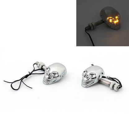 Motorcycle Skull Head Turn Signal Indicator Blinker 12V LED Light Lamp