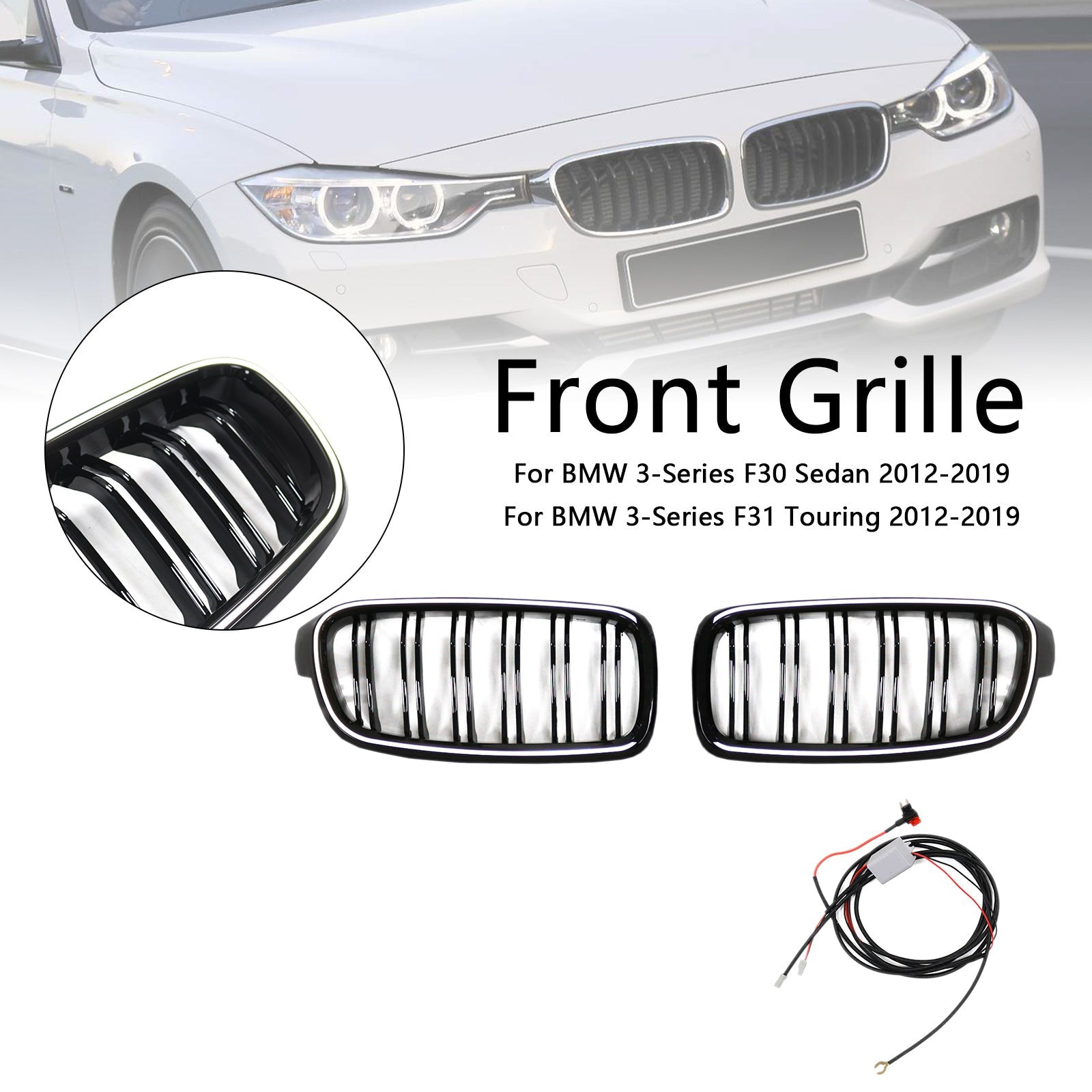 2012-2019 BMW 3-Series F30 Sedan Double Slat Front Kidney Grille Grill