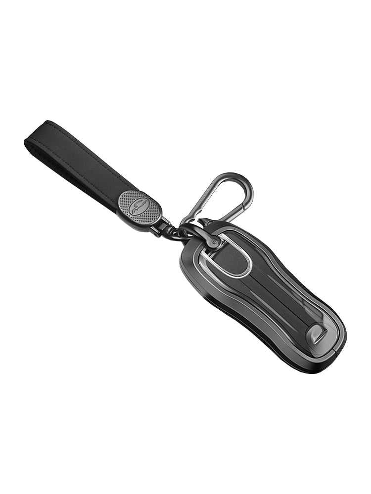 Aluminum Alloy TPU Black Car Key Case Cover With Buckle For Porsche Cayenne 911