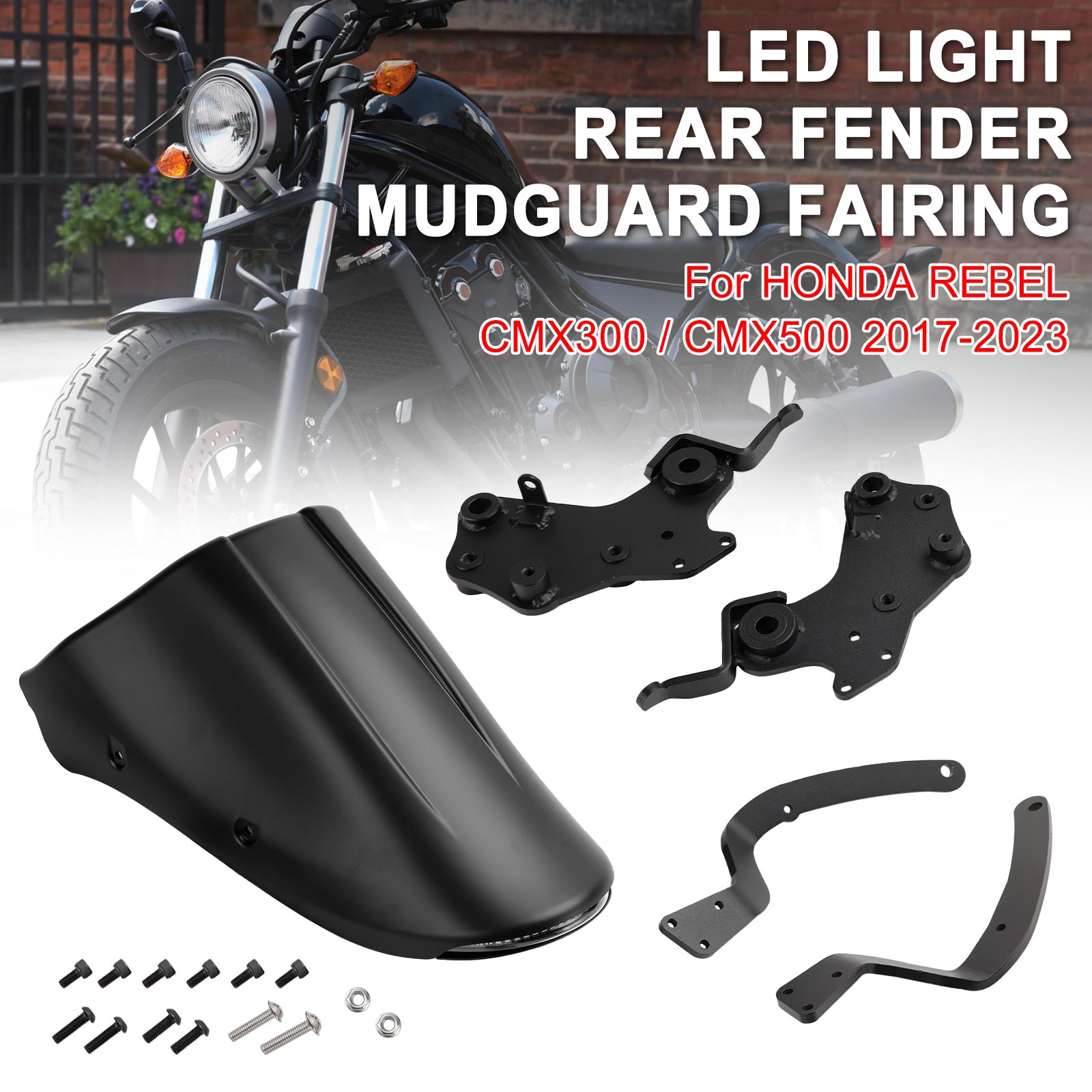 2017-2023 Honda REBEL CMX 300 500L ED light Rear Fender Mudguard Fairing