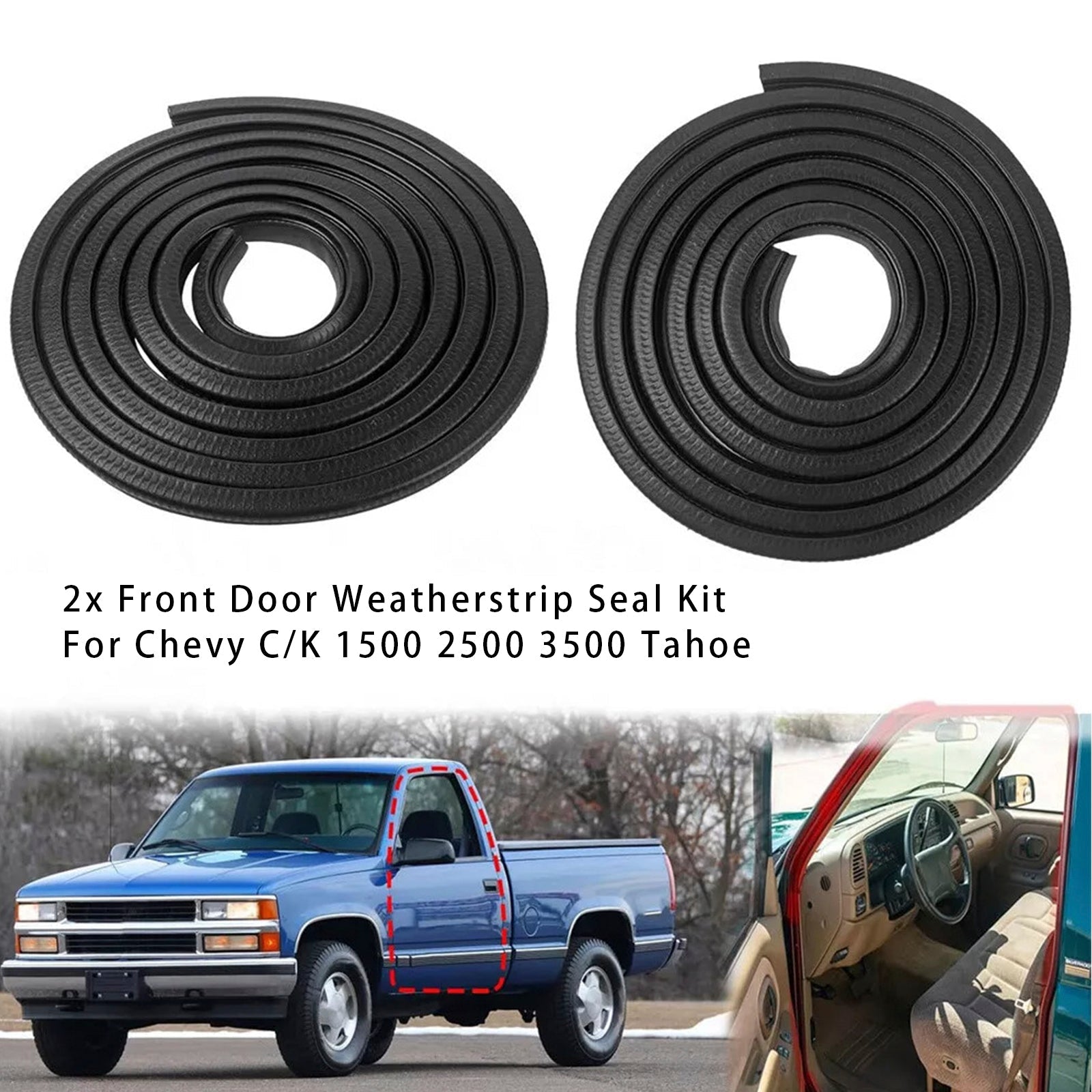 1996-1999 Chevrolet C1500 Front Left & Right 2x Front Door Weatherstrip Seal Kit 1AWSK00228 AM-35015073