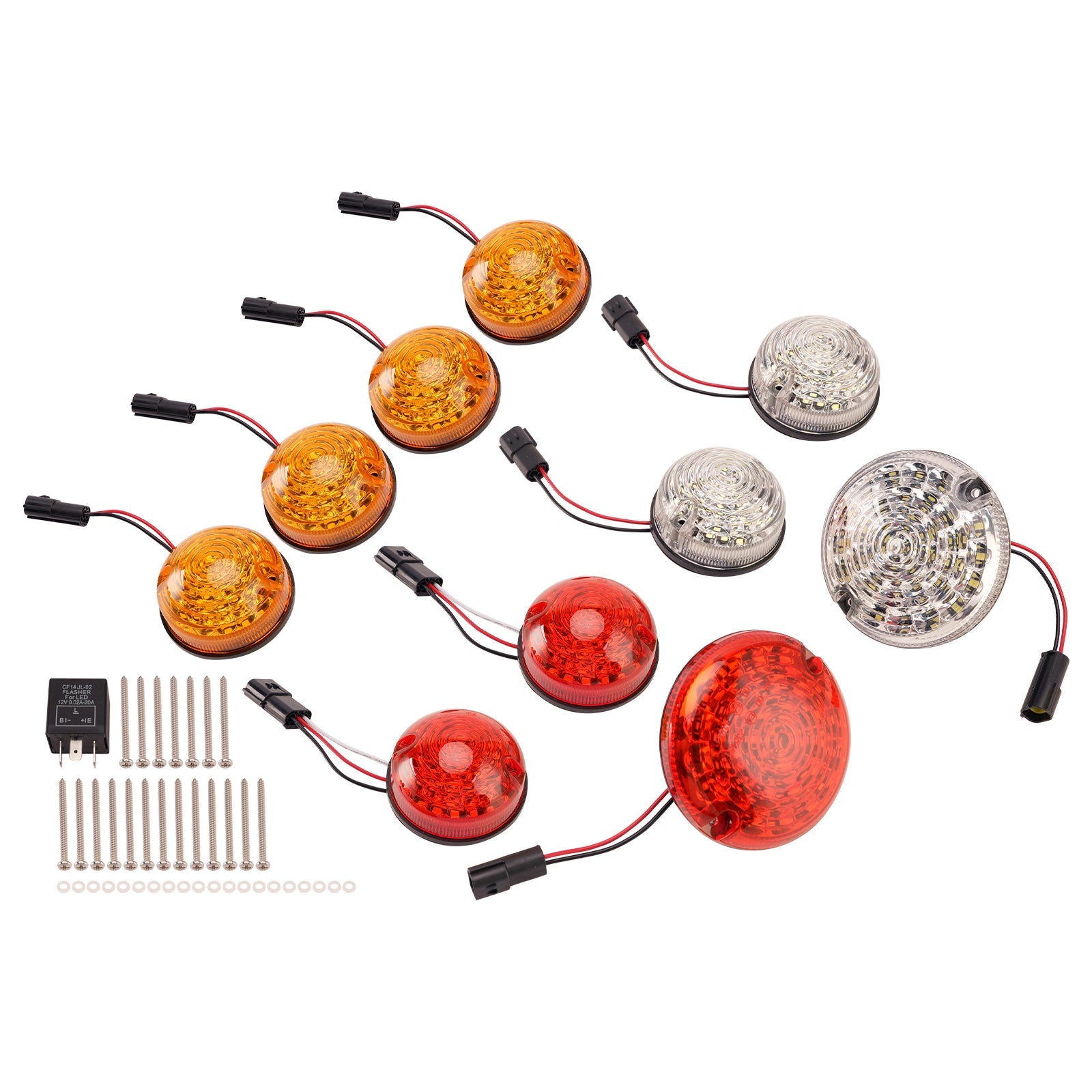 1990-2016 For Land Rover Defender 10PCS Color LED DRL Driving Daytime Fog Tail Lights Kit