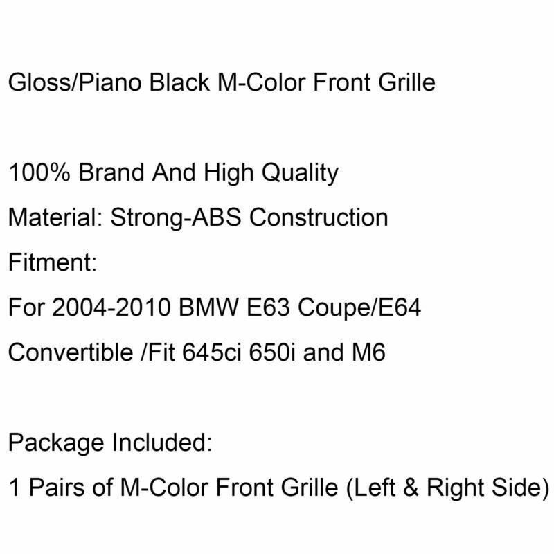 2004-2010 BMW E63 Coupe/E64 Convertible /Fit 645ci 650i and M6 Gloss Black M Color Grille Generic
