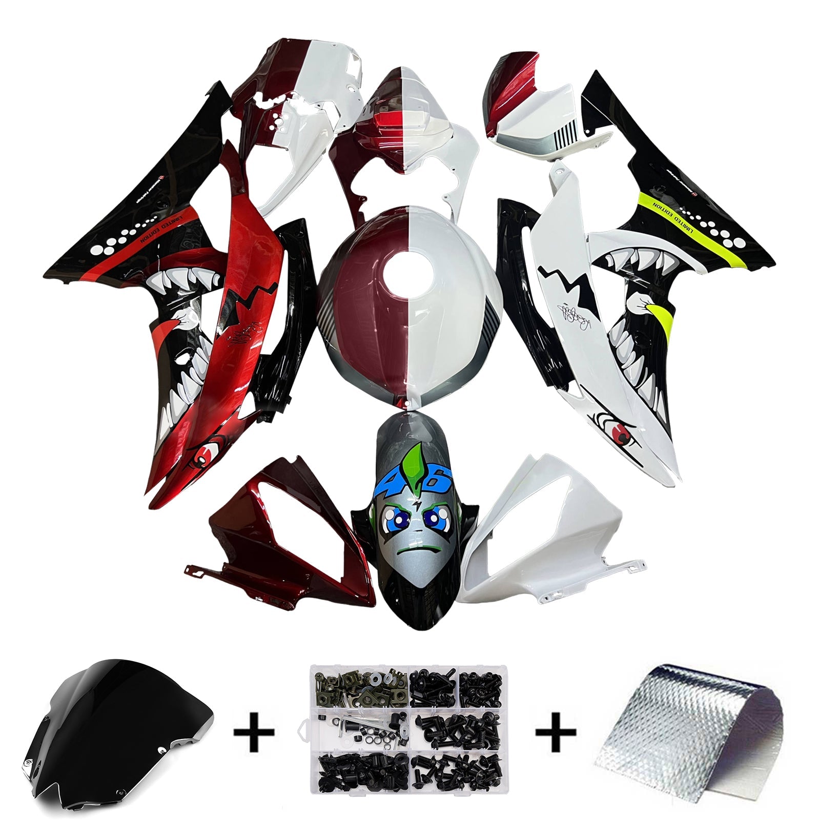 Injection Fairing Kit Bodywork Plastic ABS For Yamaha YZFR6 YZF-R6 2008-2016