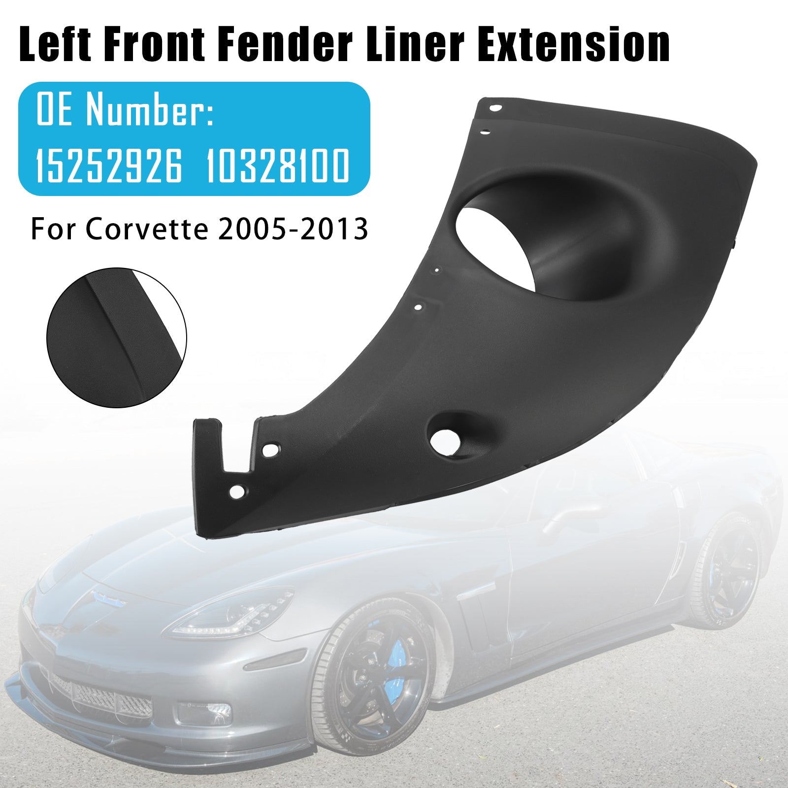 2005-2013 Chevy Corvette Left Front Fender Liner Extension 15252926 10328100