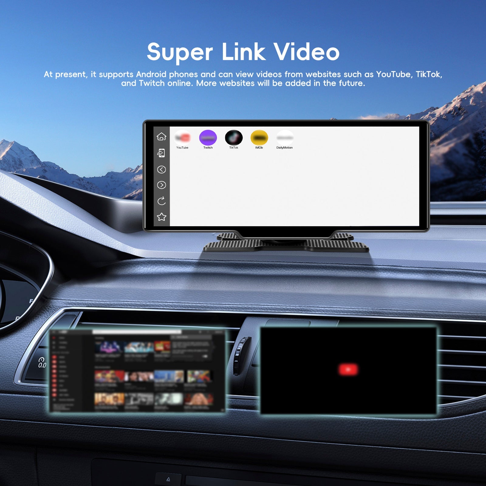 10.77" Portable Bluetooth Car Navigation Wireless Carplay Car Radio AHD Camera