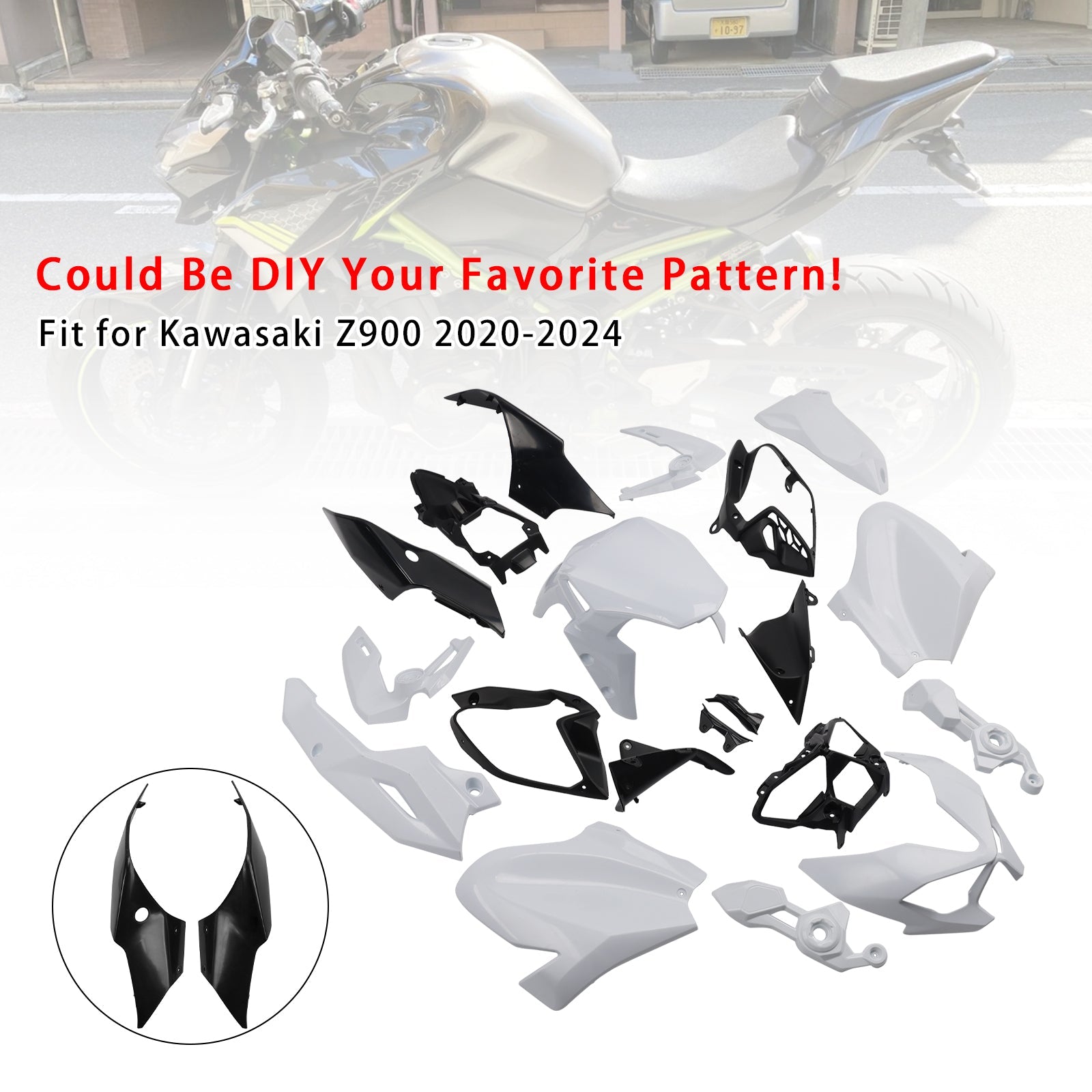2020-2024 Kawasaki Z900 Bodywork Fairing Injection Unpainted
