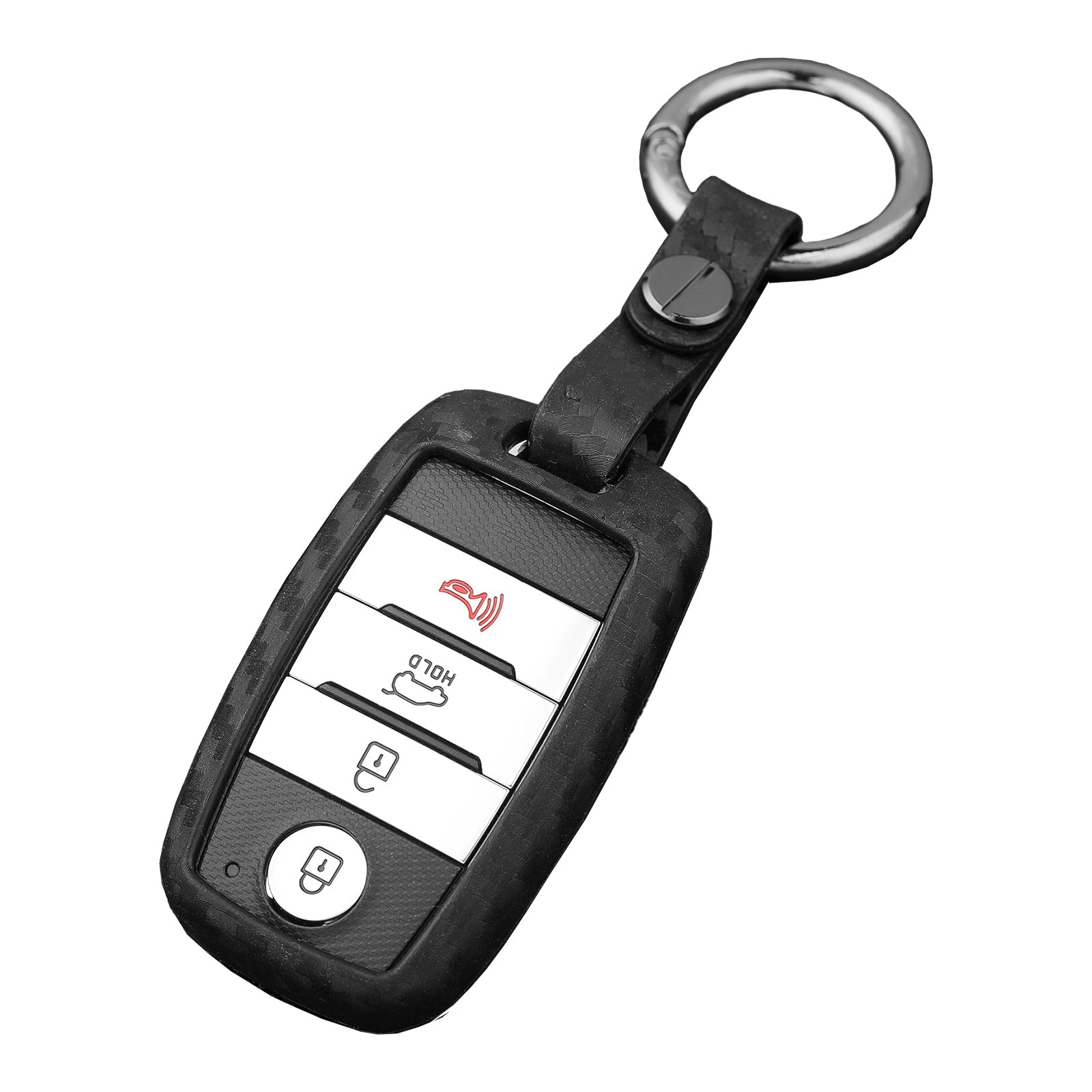 Leather Silicone Car Key Case Cover With Buckle For Kia