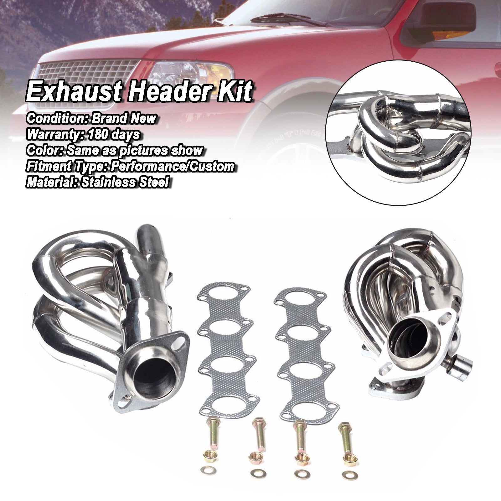 Tubular Shorty Exhaust Header Manifold Fit for Ford Expedition 1997-2002 Fit F150