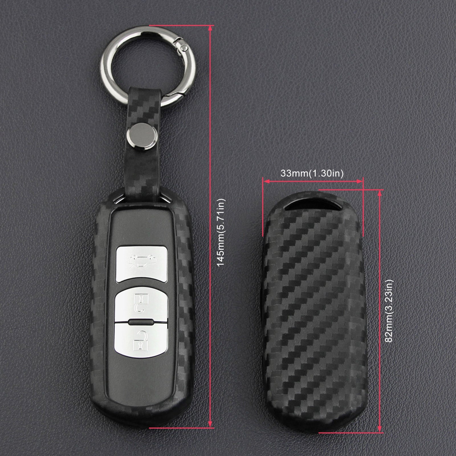 Leather Silicone Car Key Case Cover With Buckle For Mazda