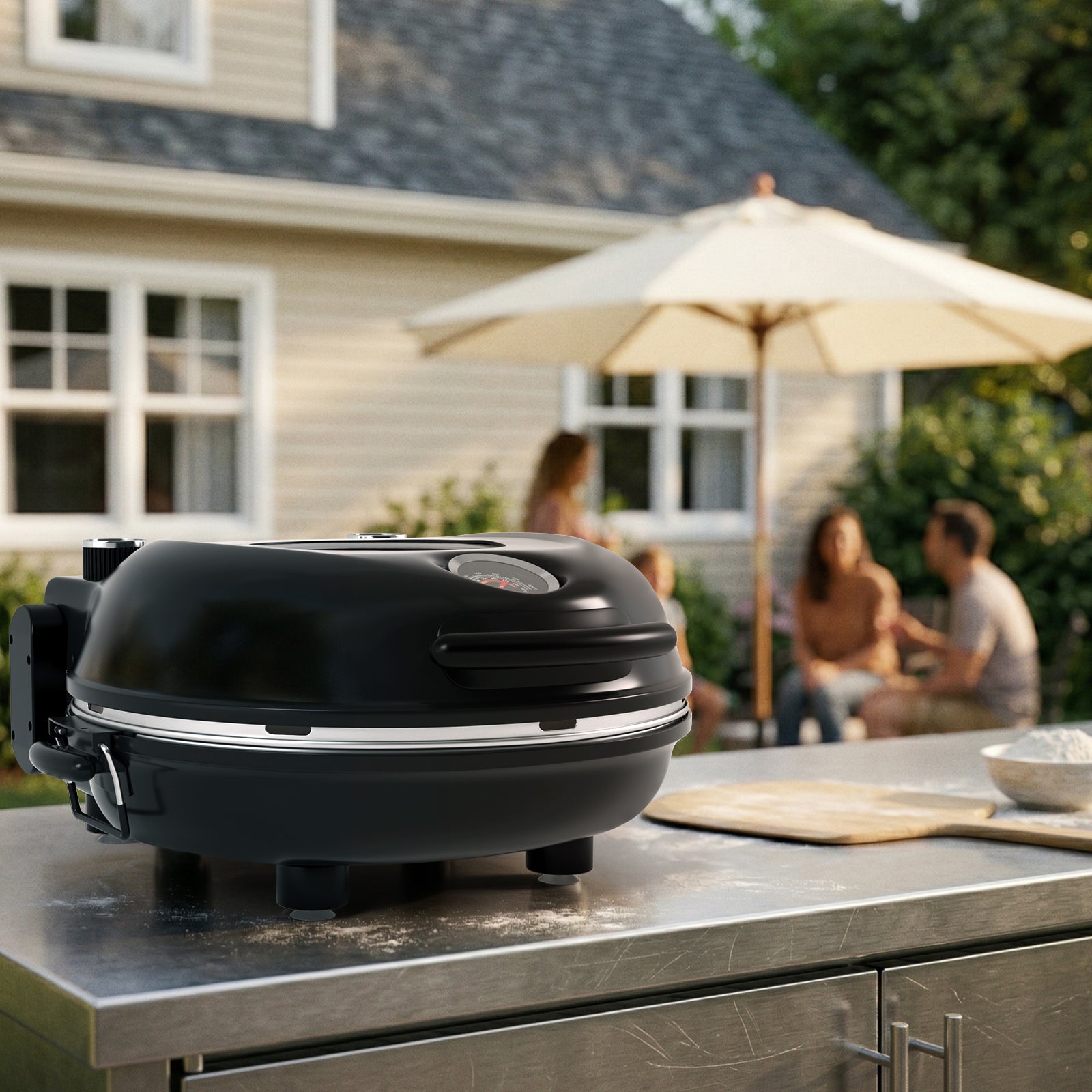 Electric Pizza Maker–12 Inch Electric Pizza Oven Indoor Countertop Maker with Ceramic Stone Heats up to 800˚F