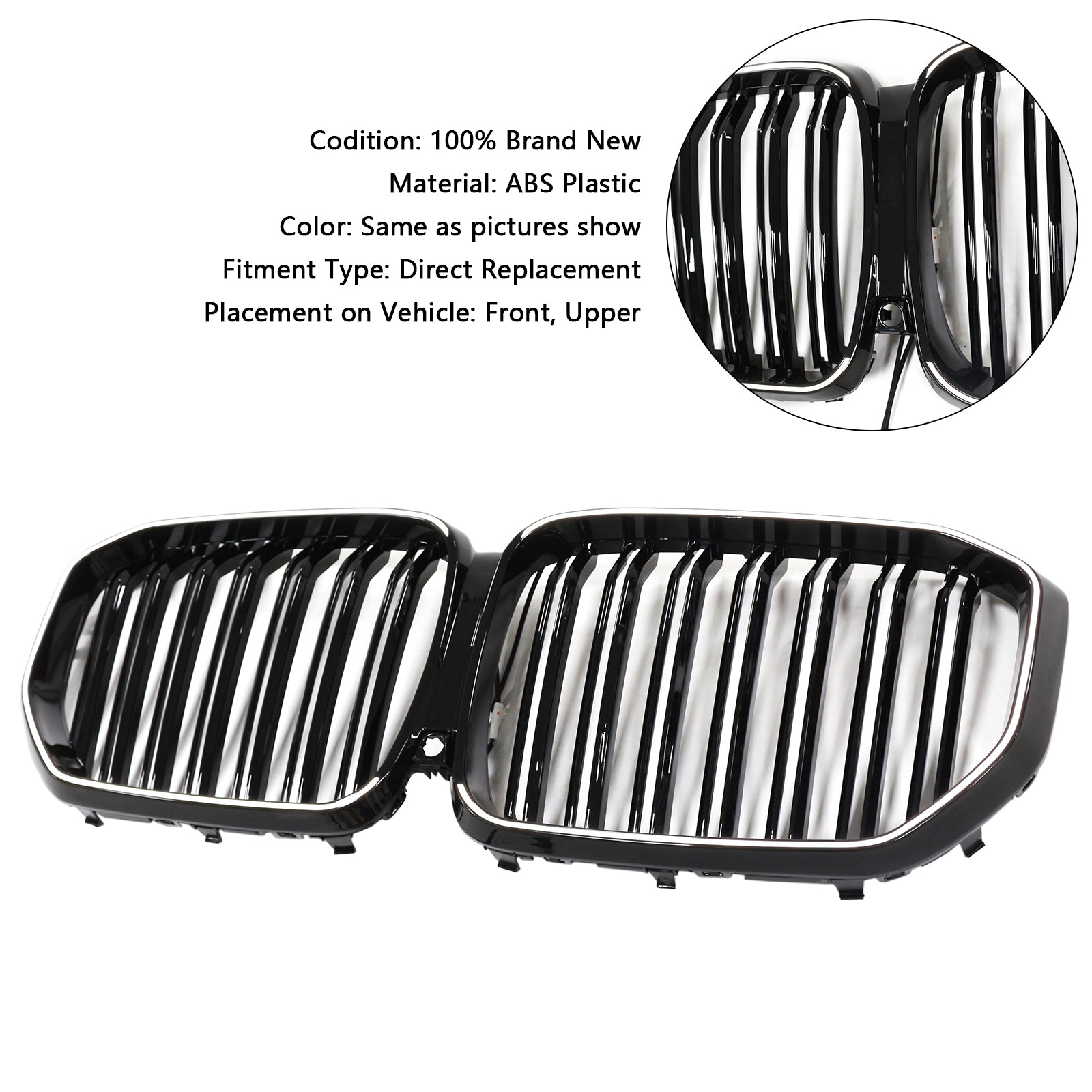 2019-2022 BMW X5 G05 M-Performance Double Slat Black Front Kidney Grille 51137454887