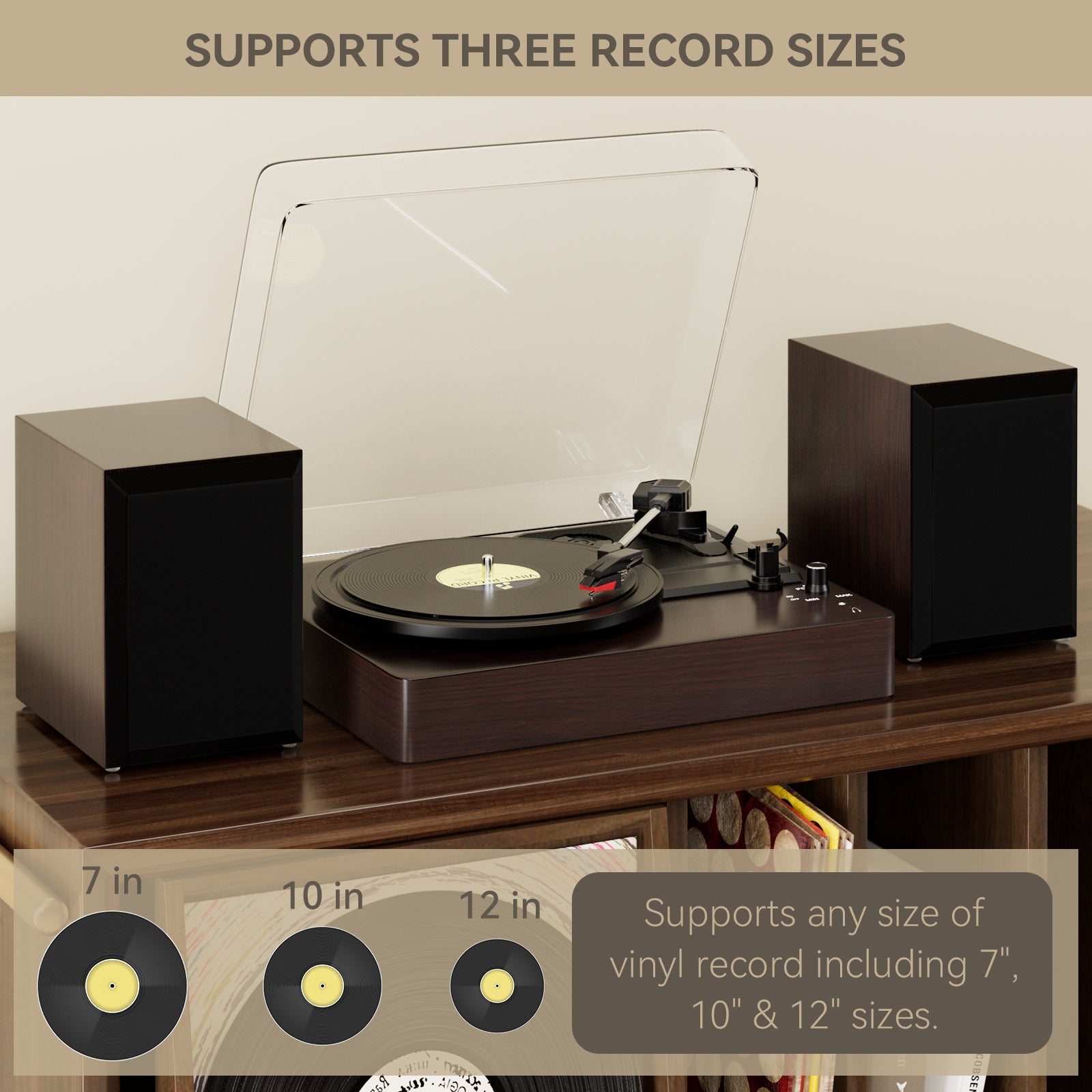 3-Speed Split Bluetooth Vinyl Record Player Retro Speaker Ornaments Living Room