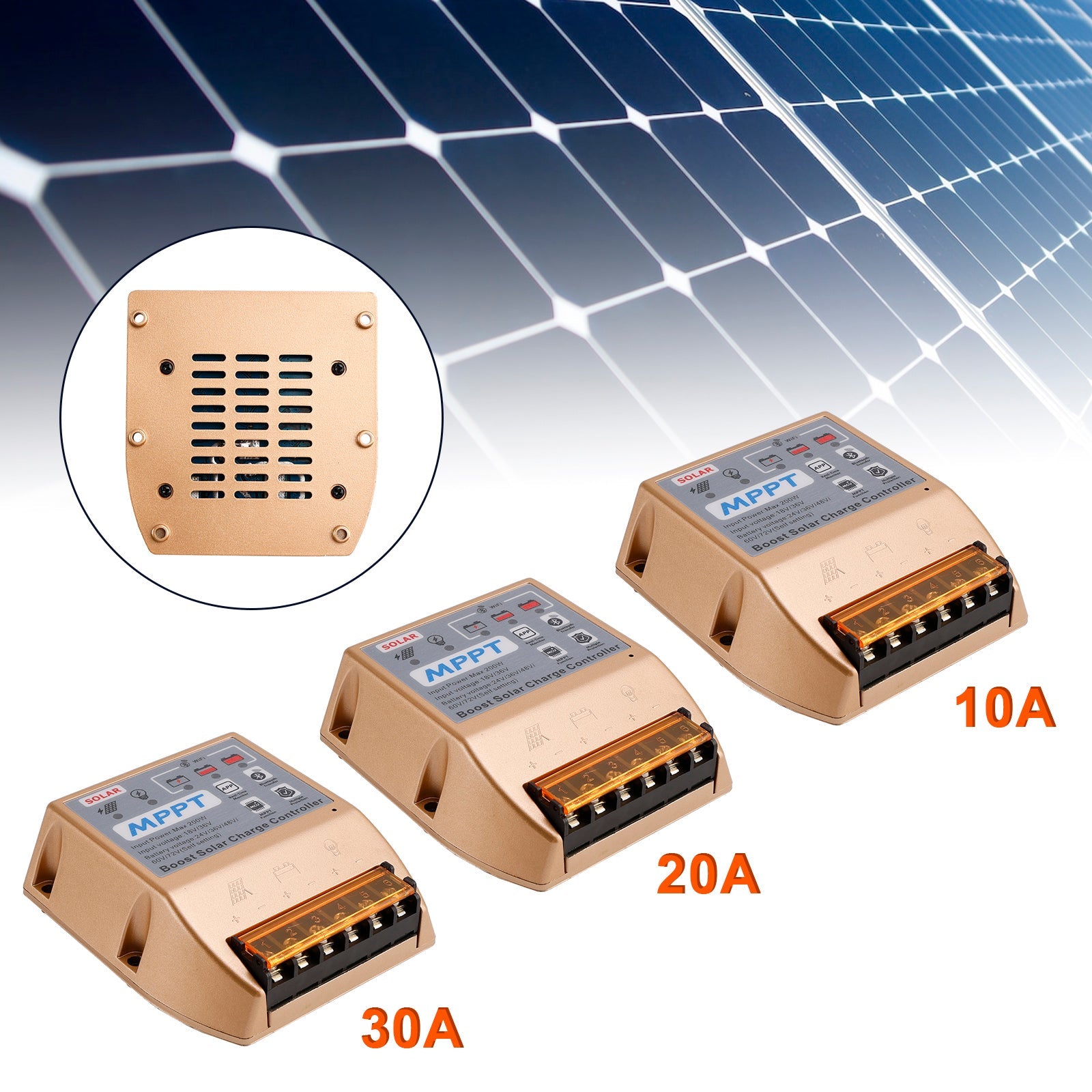 10A/20A/30A Boost MPPT Solar Controller 24V36V48V60V72V Mobile APP Smart Control