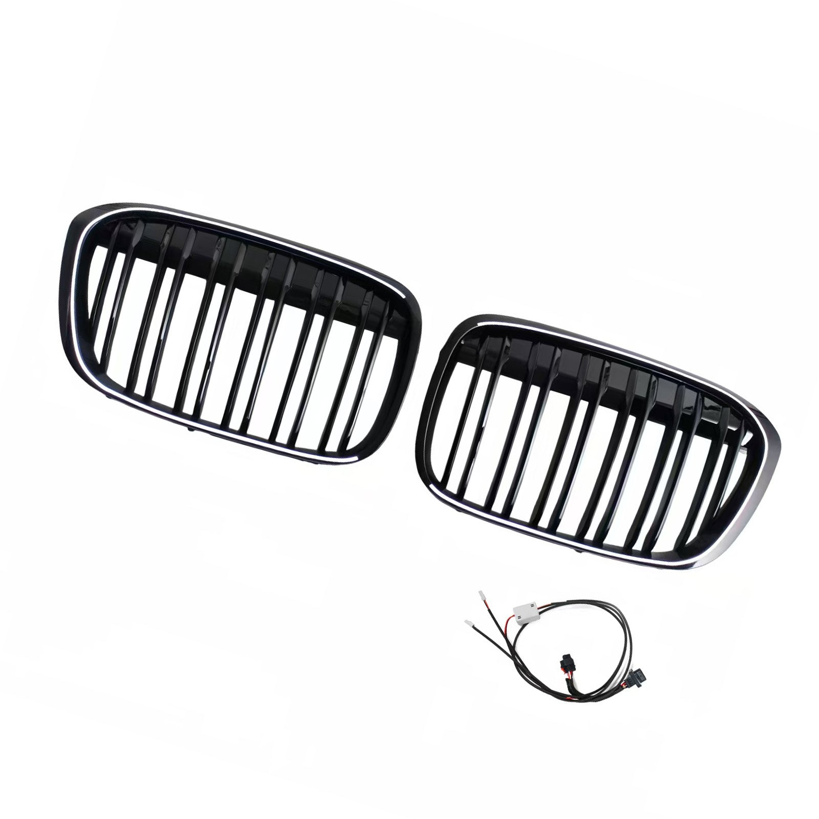 2016-2019 Fit BMW X1 F48 F49 Gloss Black Front Kidney Grill Grille Dual Line