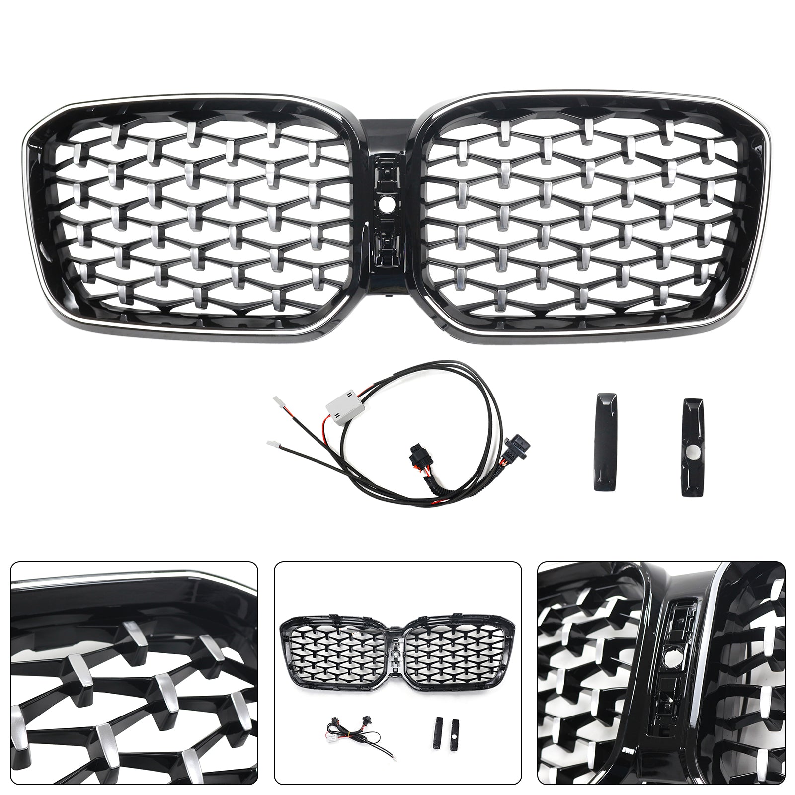 2022-2025 BMW X3 G01 X4 G02 Diamond Front Bumper Kidney Grille Chorme