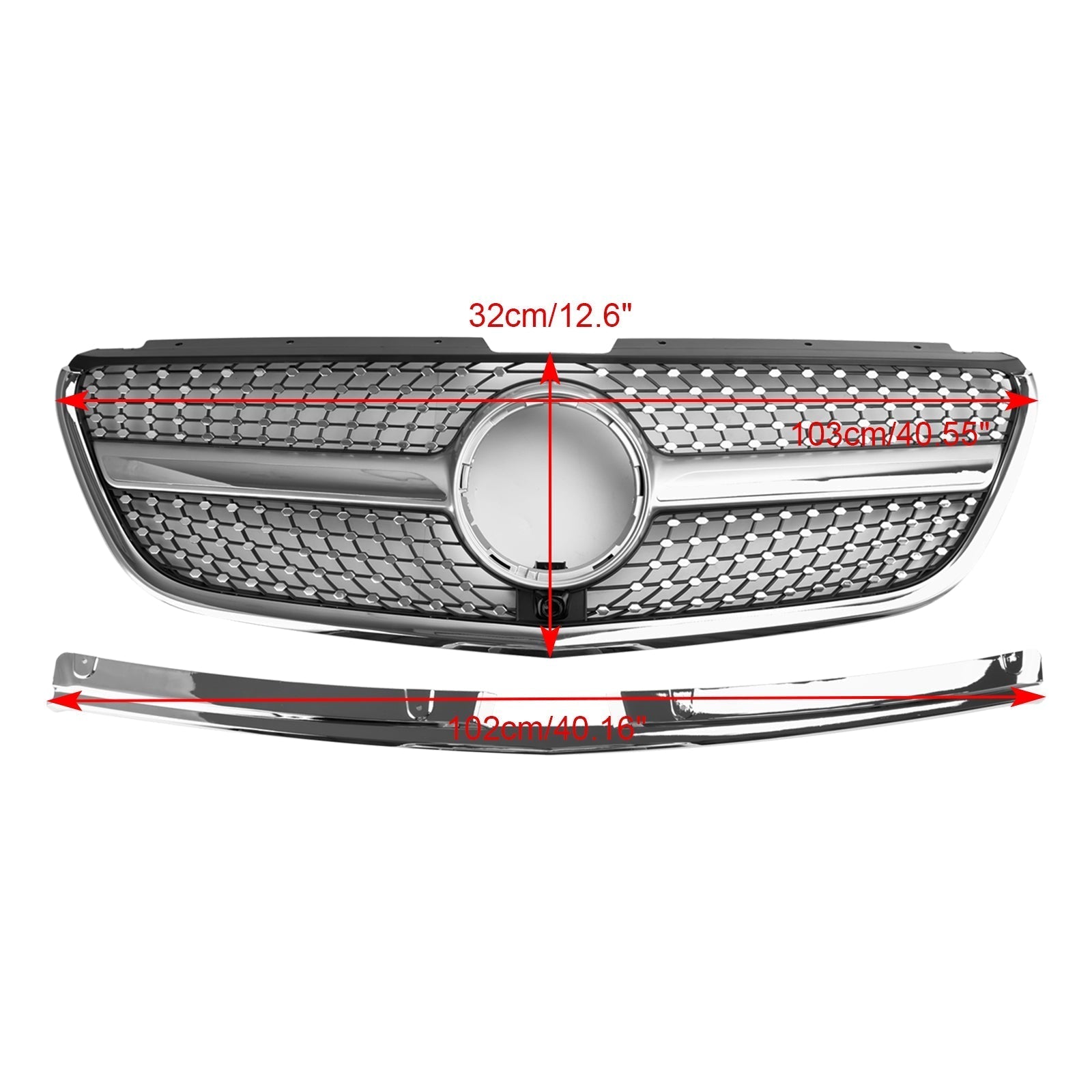2015 2016 2017 2018 2019 Vito W447 Mercedes GT Stlye Diamond Front Bumper Grill Grille