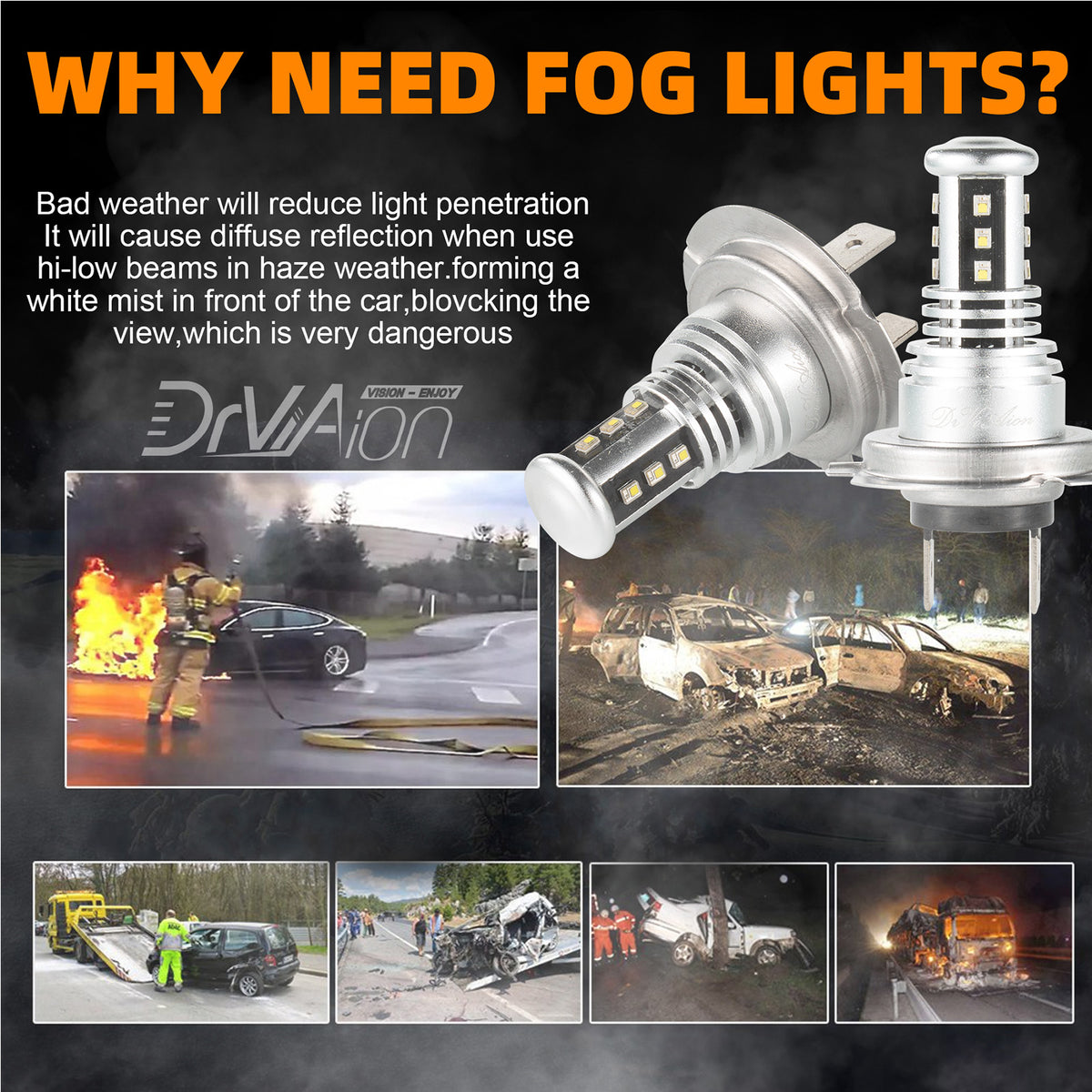 H7 LED Headlight 6000K 2000W 300000LM Low Beam bulbs High Power