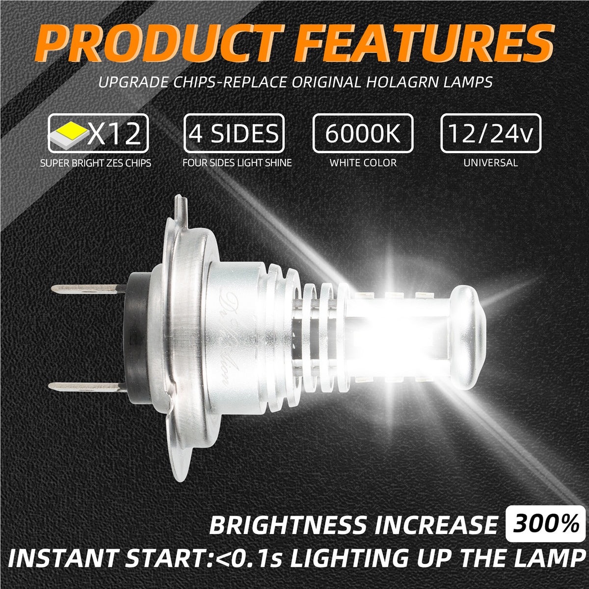 H7 LED Headlight 6000K 2000W 300000LM Low Beam bulbs High Power