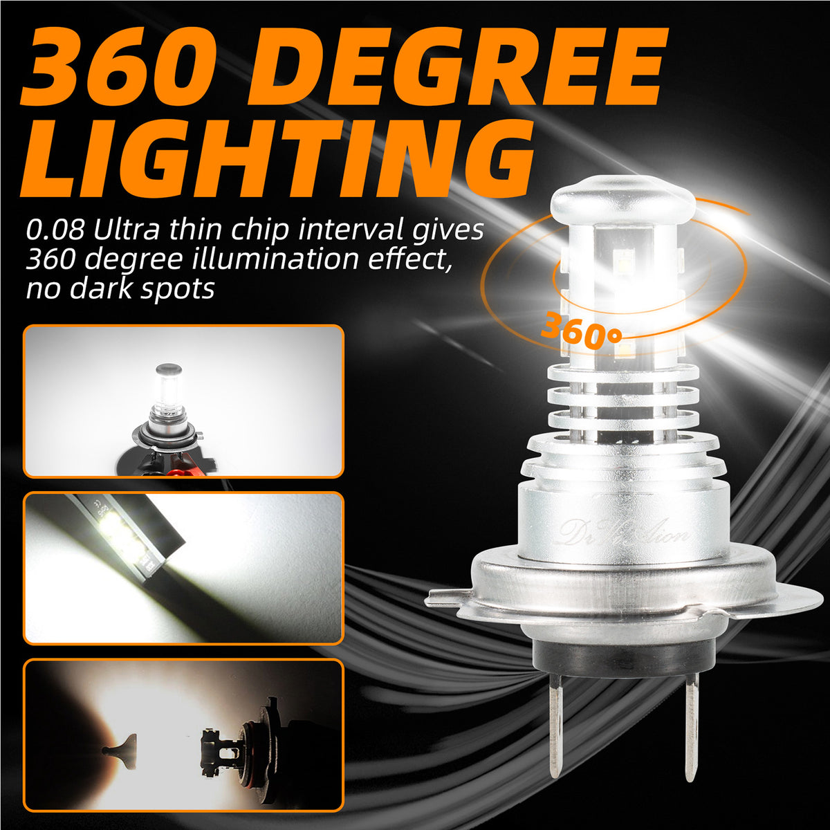 H7 LED Headlight 6000K 2000W 300000LM Low Beam bulbs High Power