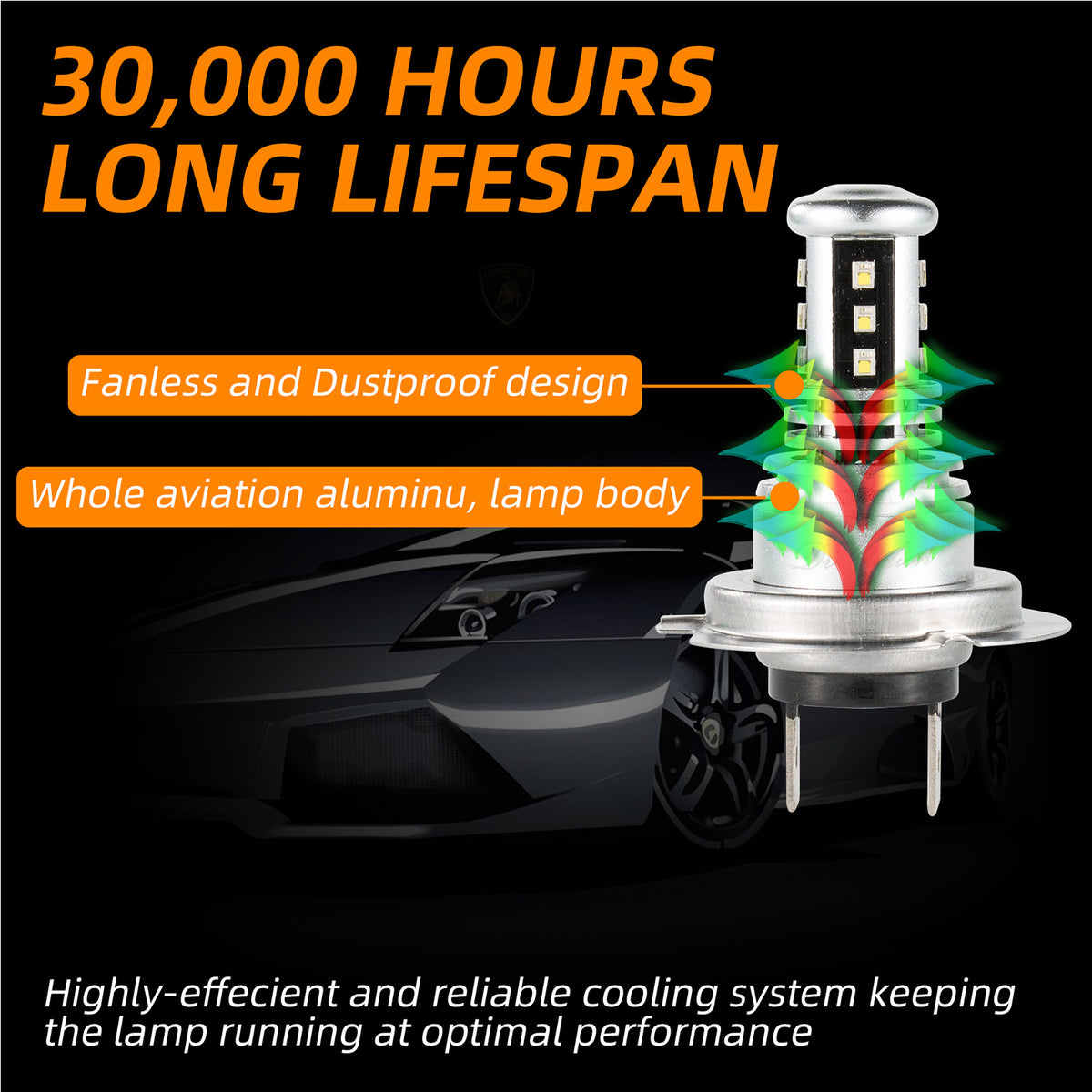 H7 LED Headlight 6000K 2000W 300000LM Low Beam bulbs High Power