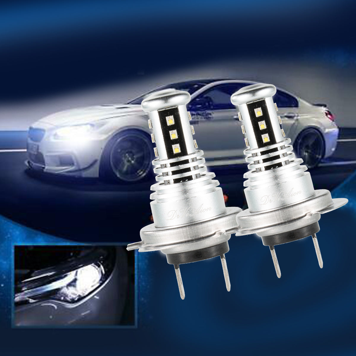 H7 LED Headlight 6000K 2000W 300000LM Low Beam bulbs High Power