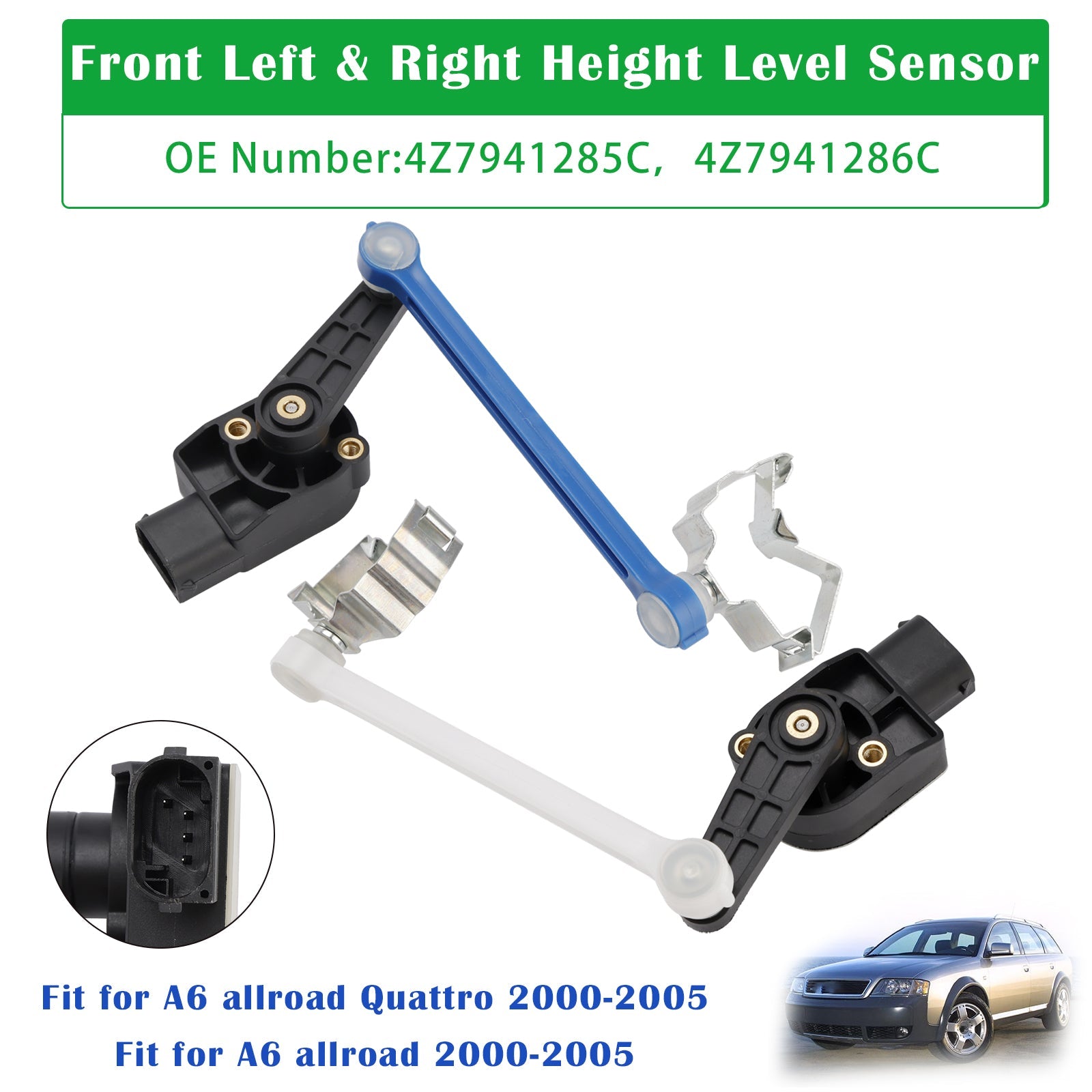 Pair Front Height Level Sensor For Audi A6 C5 Allroad Quattro 2000-2005