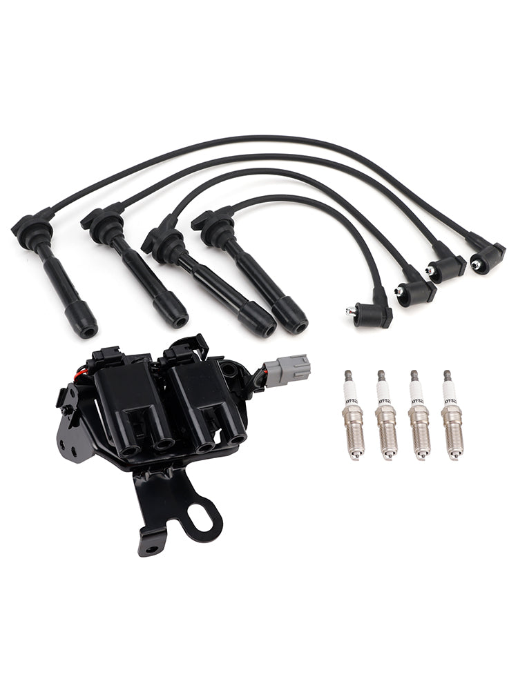 1 Ignition Coil+4 Spark Plug+ Wires Pack Uf419 For Hyundai Elantra Kia Soul 2.0