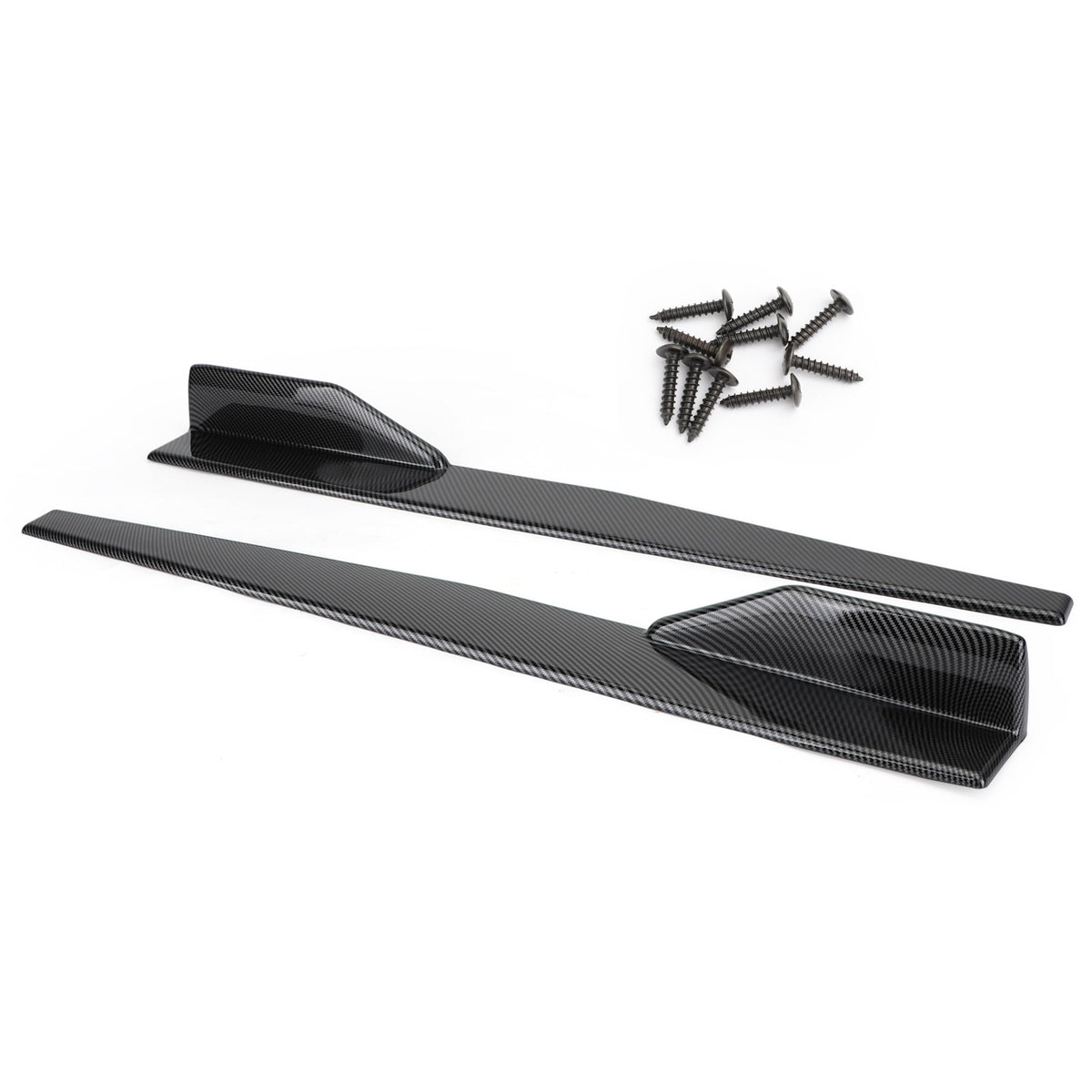 Pair 45cm Car Carbon Fiber Side Skirts Rocker Splitters Diffuser Winglet Wings