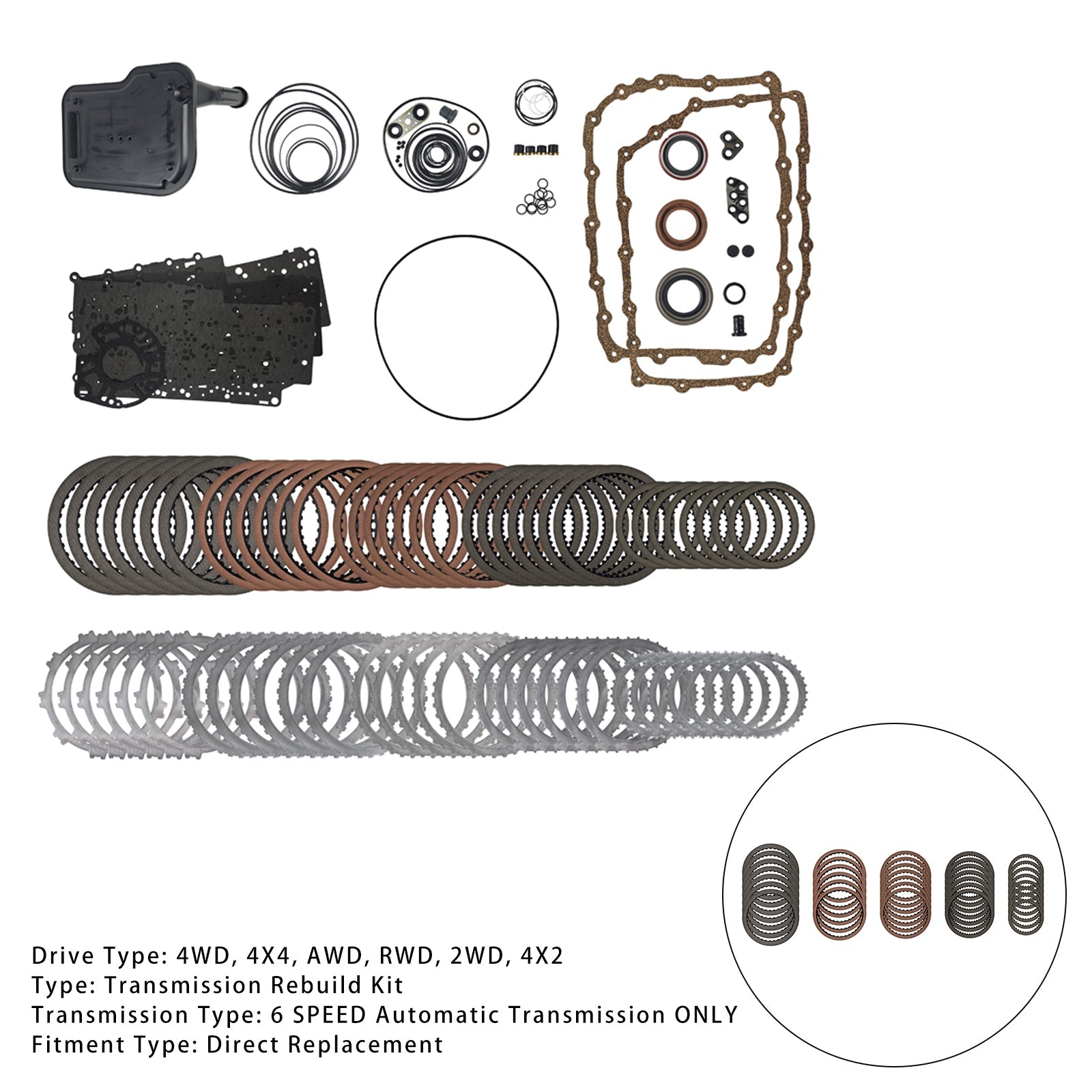 2011-2015 CHEVROLET CAMARO 6 SP RWD V8 6.2L 6L90 6L90E 6L80 6L80E Transmission Master Rebuild Kit