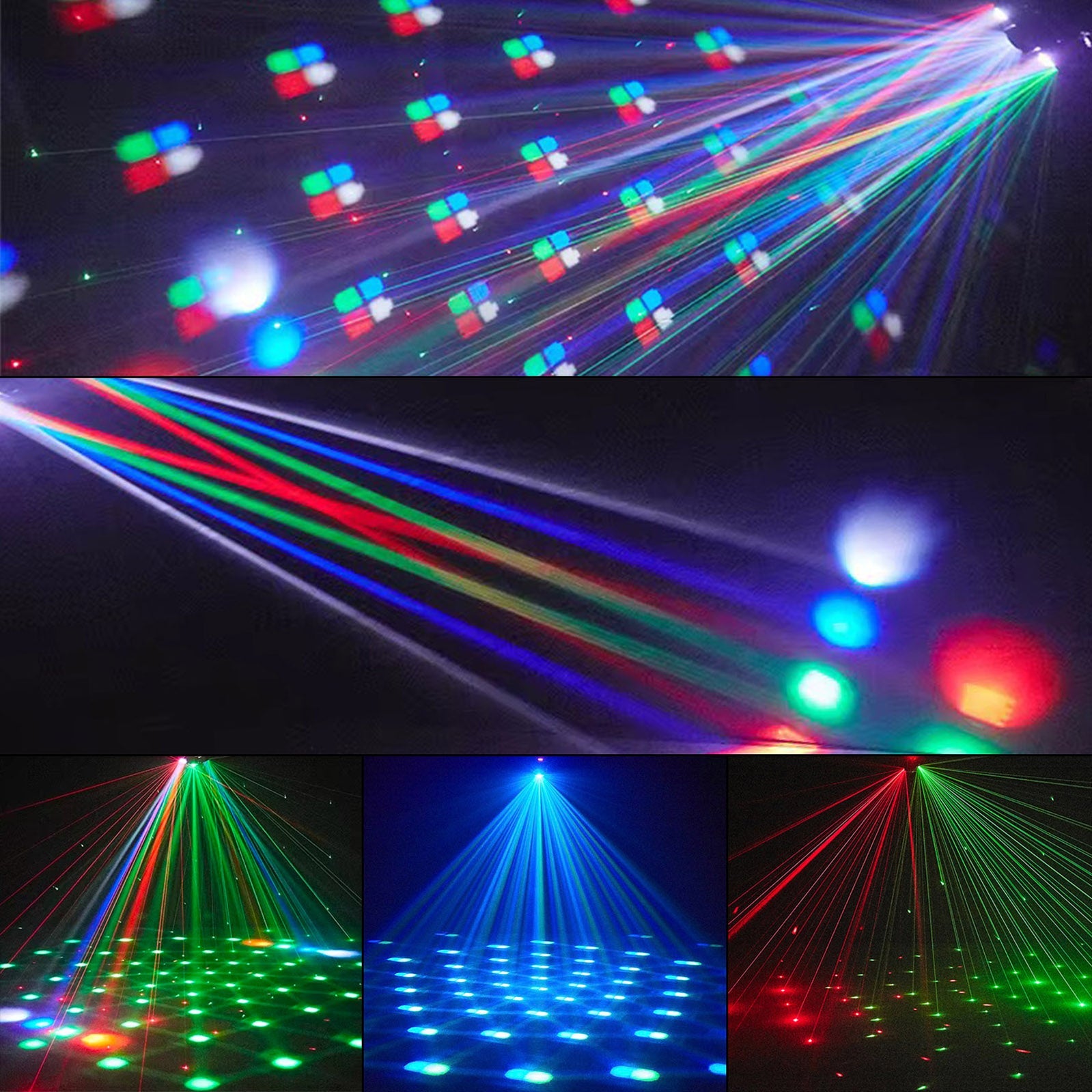 Moving Head Light Rotating Disco Ball Laser Beam Strobe Remote DMX Stage Light