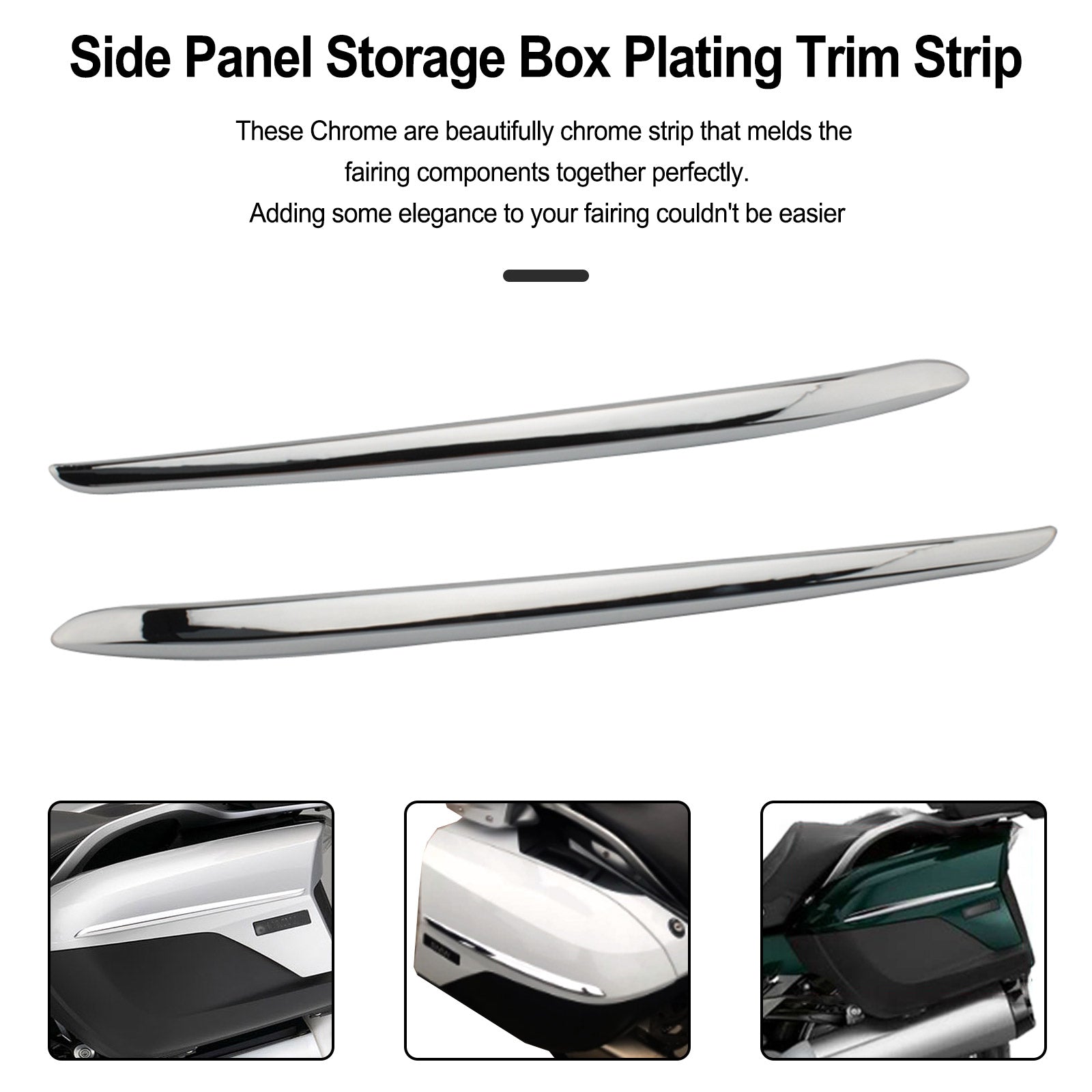 2011-2018 BMW K1600GTL Chrome Side Panel Storage Box Plating Trim Strip Generic